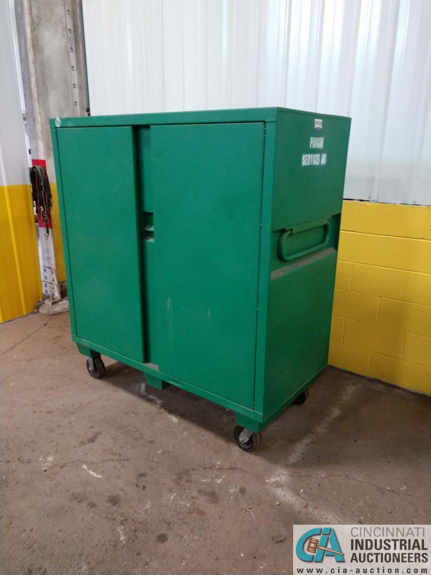 30" X 60" X 67" GREENLEE PORTABLE JOBOX CABINET ON CASTERS **LOCATED AT 1400 OAK ST., TOLEDO,