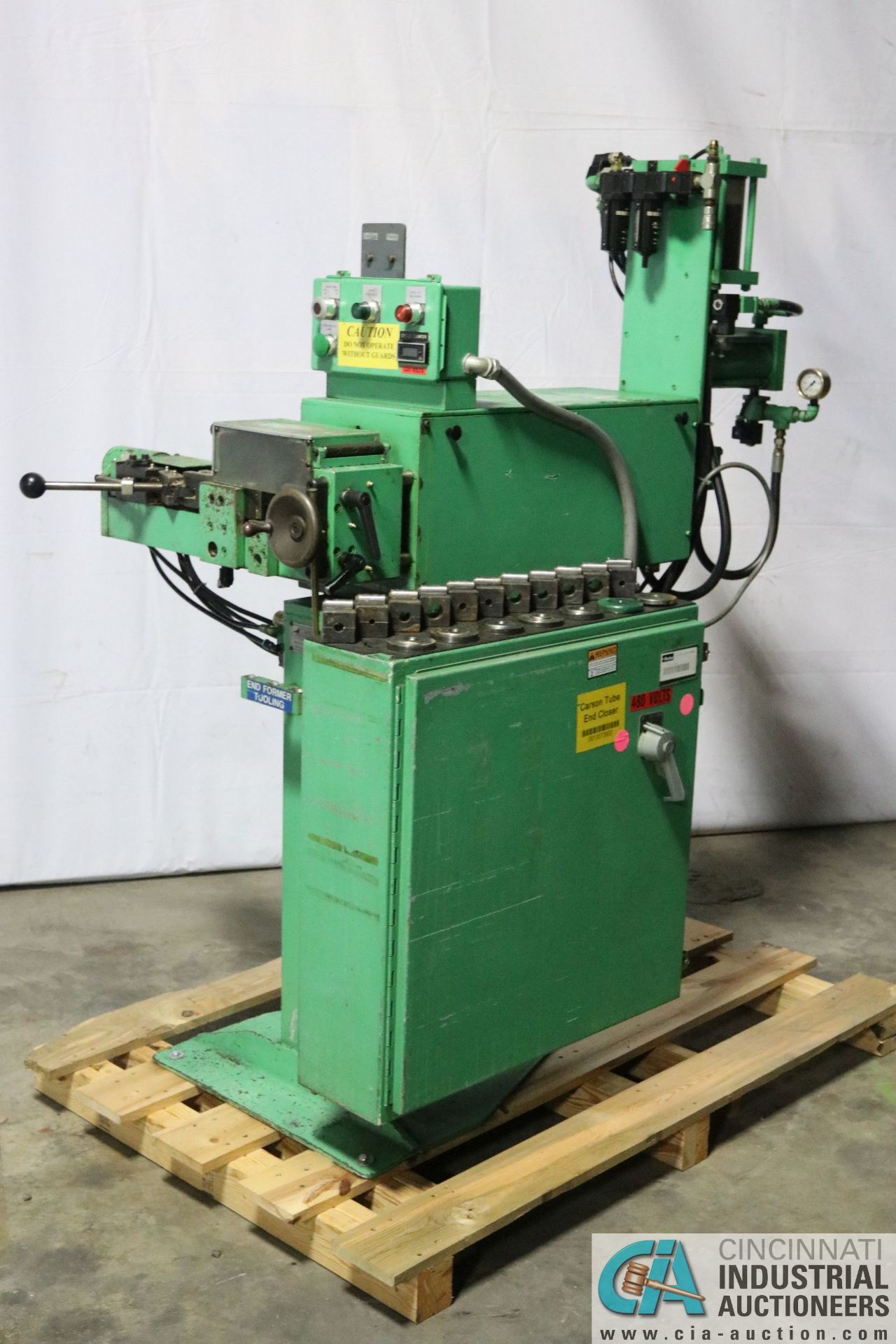 1-3/8" CARSON MODEL TRC-1 FLAT END SPINNER AND TUBE END CLOSING MACHINE **LOCATED AT 1400 OAK ST.,