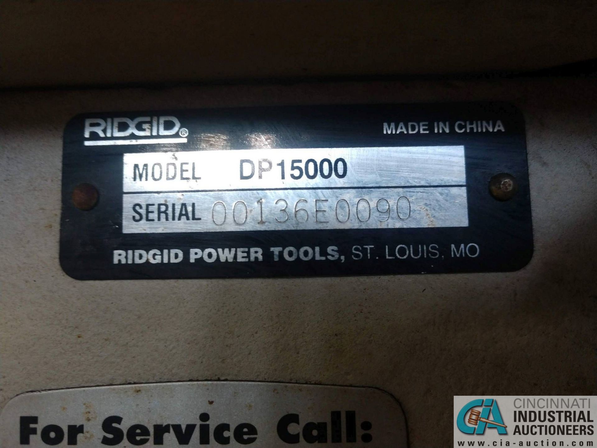 15" RIDGID MODEL DP1500 SINGLE SPINDLE DRILL **LOCATED AT 1400 OAK ST., TOLEDO, OHIO** - Image 5 of 6