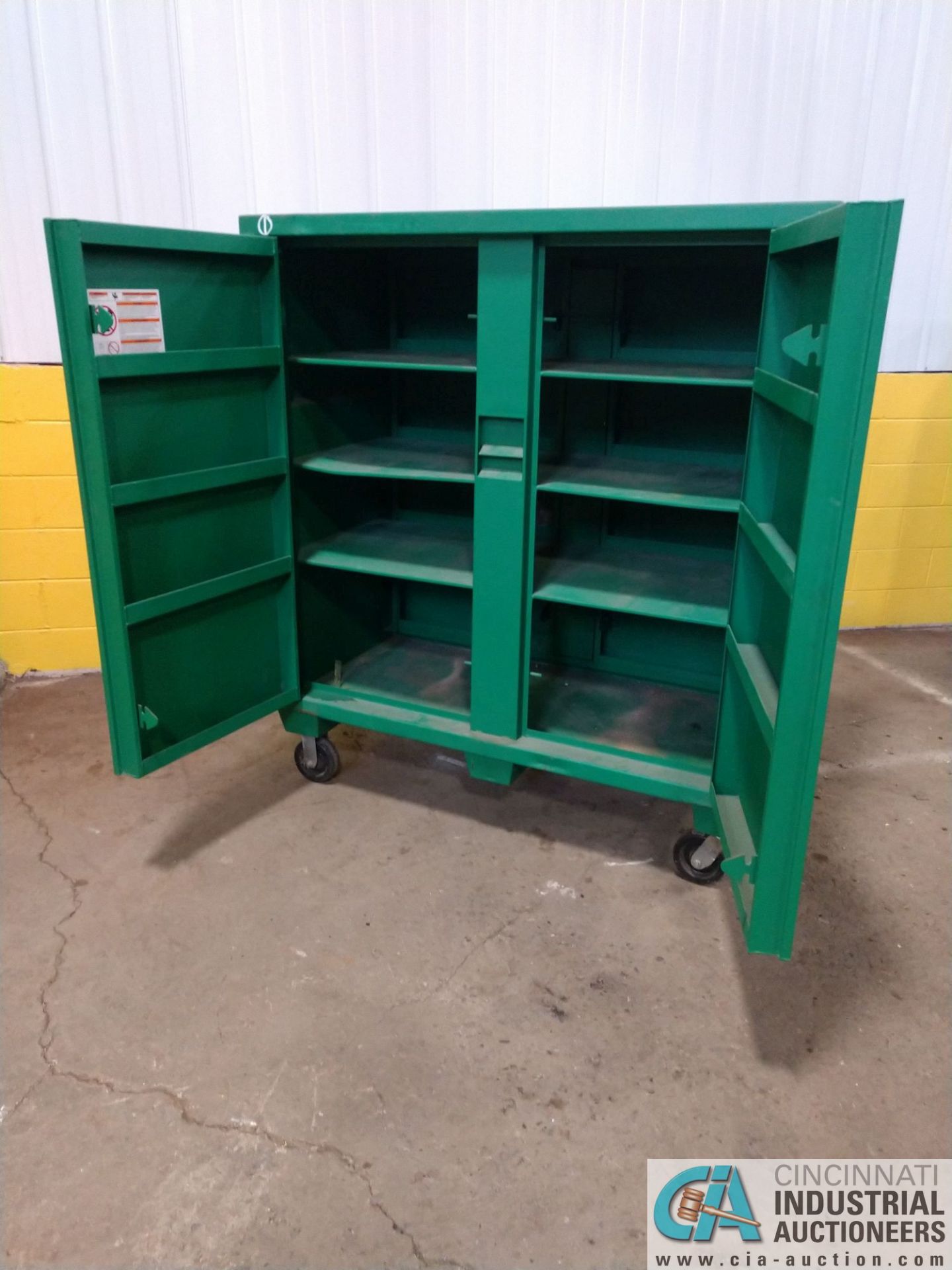 30" X 60" X 67" GREENLEE PORTABLE JOBOX CABINET ON CASTERS **LOCATED AT 1400 OAK ST., TOLEDO,