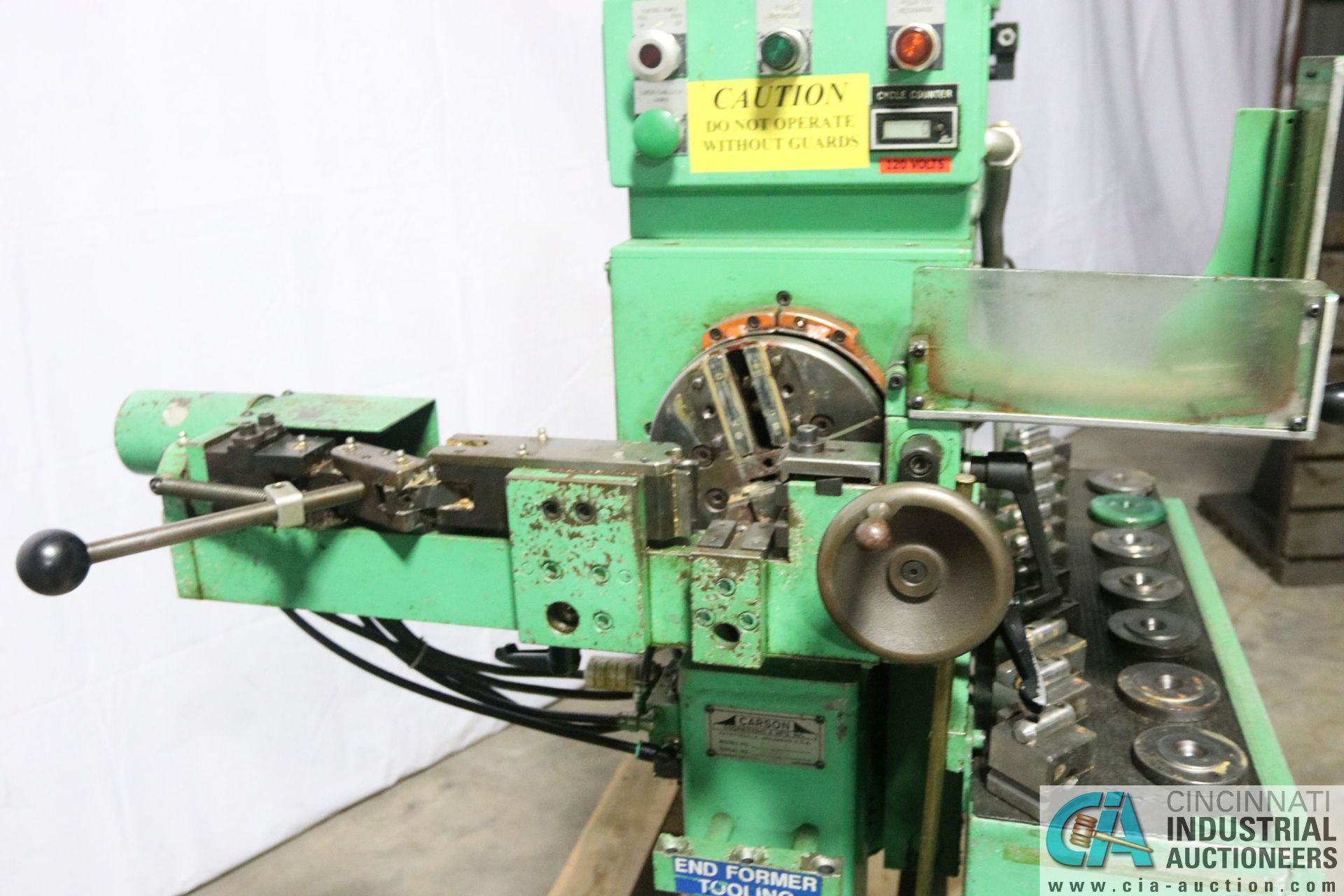 1-3/8" CARSON MODEL TRC-1 FLAT END SPINNER AND TUBE END CLOSING MACHINE **LOCATED AT 1400 OAK ST., - Image 2 of 6