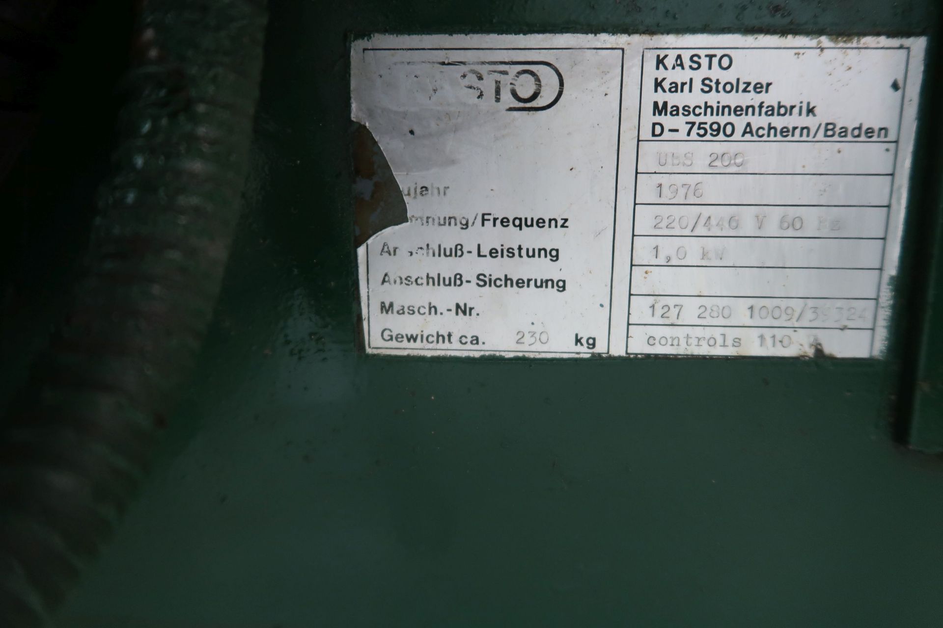 14" KASTO-RACINE MODEL UBS200 RECIPRICATING HACK SAW; S/N 1272801009/39324, WITH (23) BLADES - Image 5 of 6