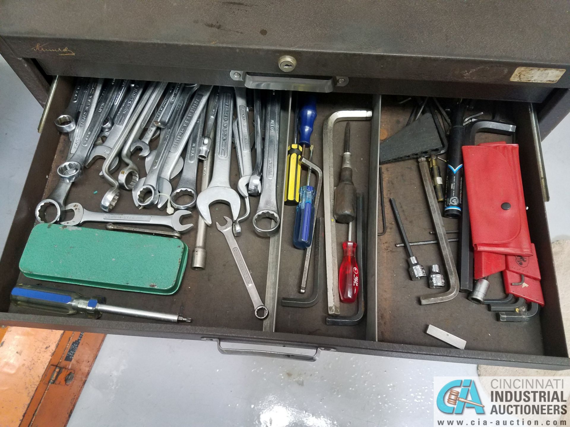 12-DRAWER KENNEDY PORTABLE TOOLBOX WITH CONTENTS, COMBO AND HEX WRENCHES, SCREWDRIVERS, C-CLAMPS, - Image 3 of 6