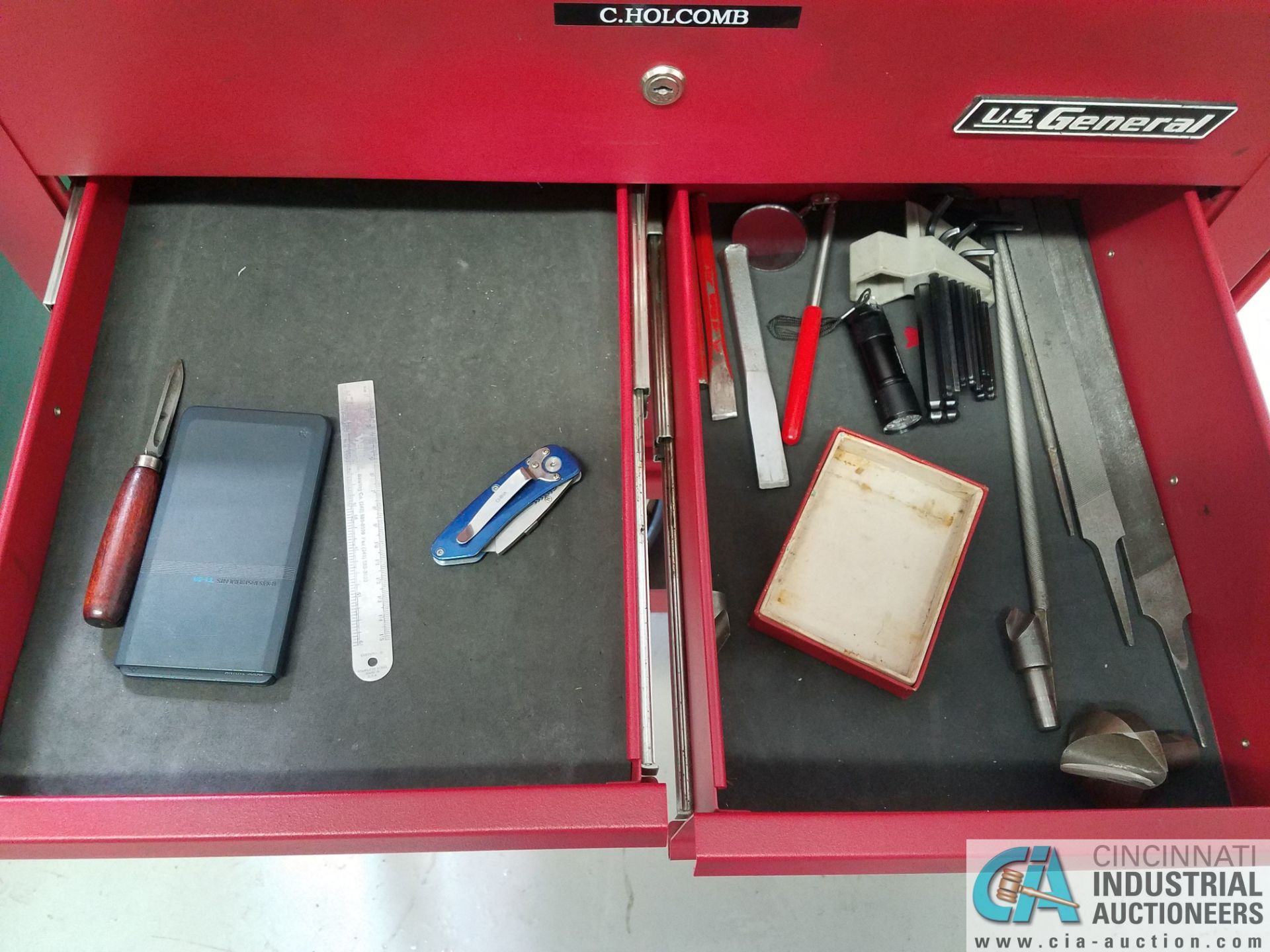 6-DRAWER US GENERAL PORTABLE TOOLBOX WITH CONTENTS; COMBO WRENCHES, SOCKETS, TRANSFER PUNCHES, - Image 3 of 4