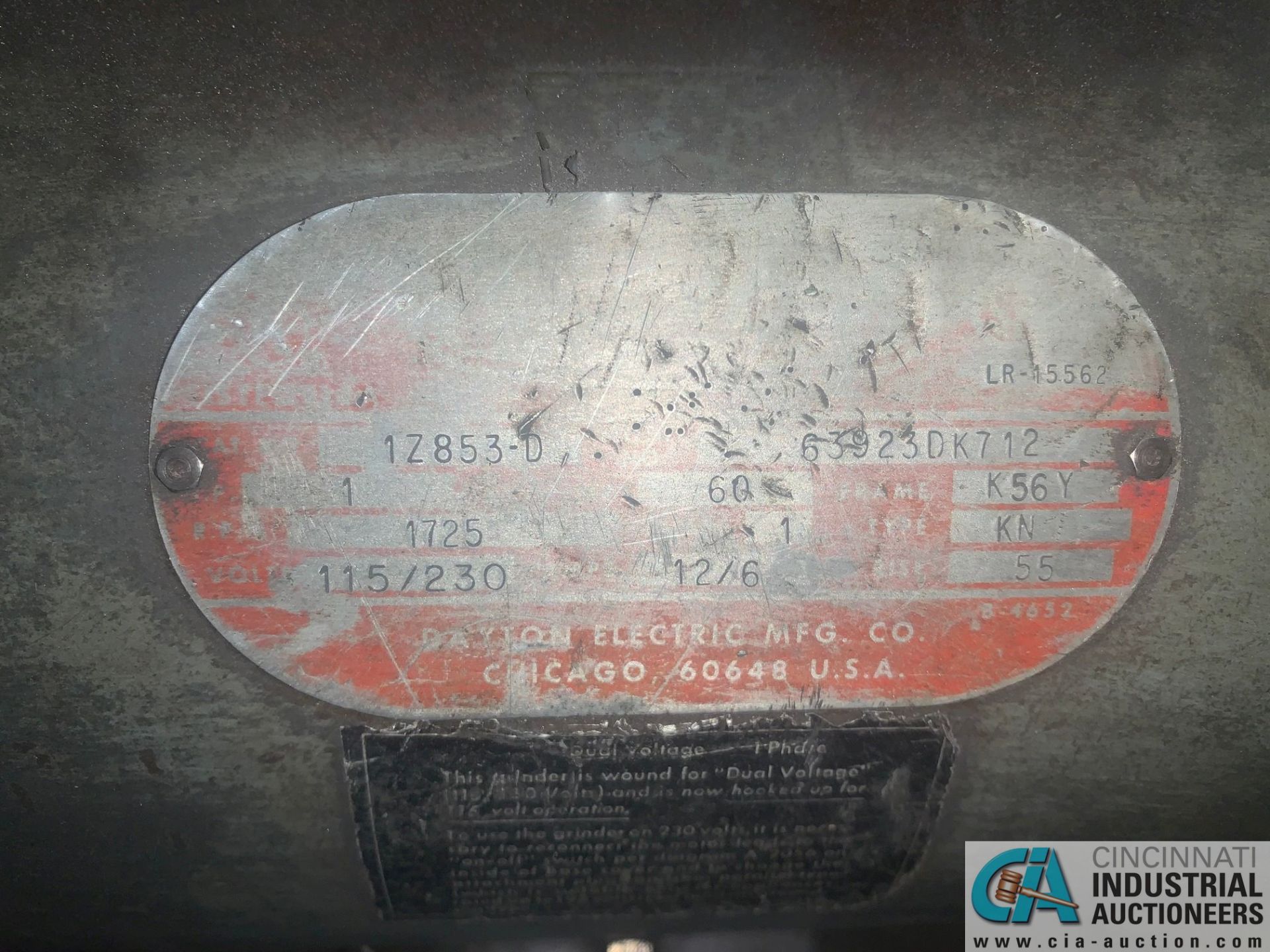 10" DAYTON DOUBLE END PEDESTAL GRINDER **LOCATED AT 1400 OAK ST., TOLEDO, OHIO** - Image 3 of 3