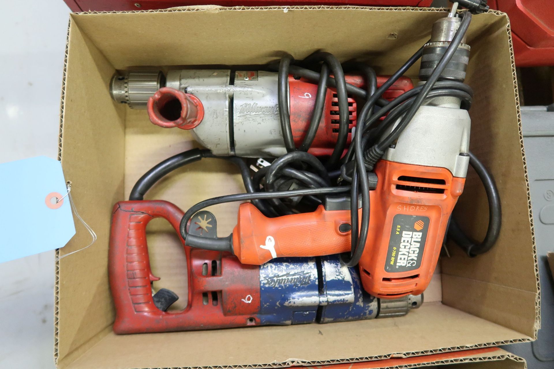 (LOT) (2) MILWAUKEE HARMMER DRILLS AND (1) BLACK AND DECKER DRILL
