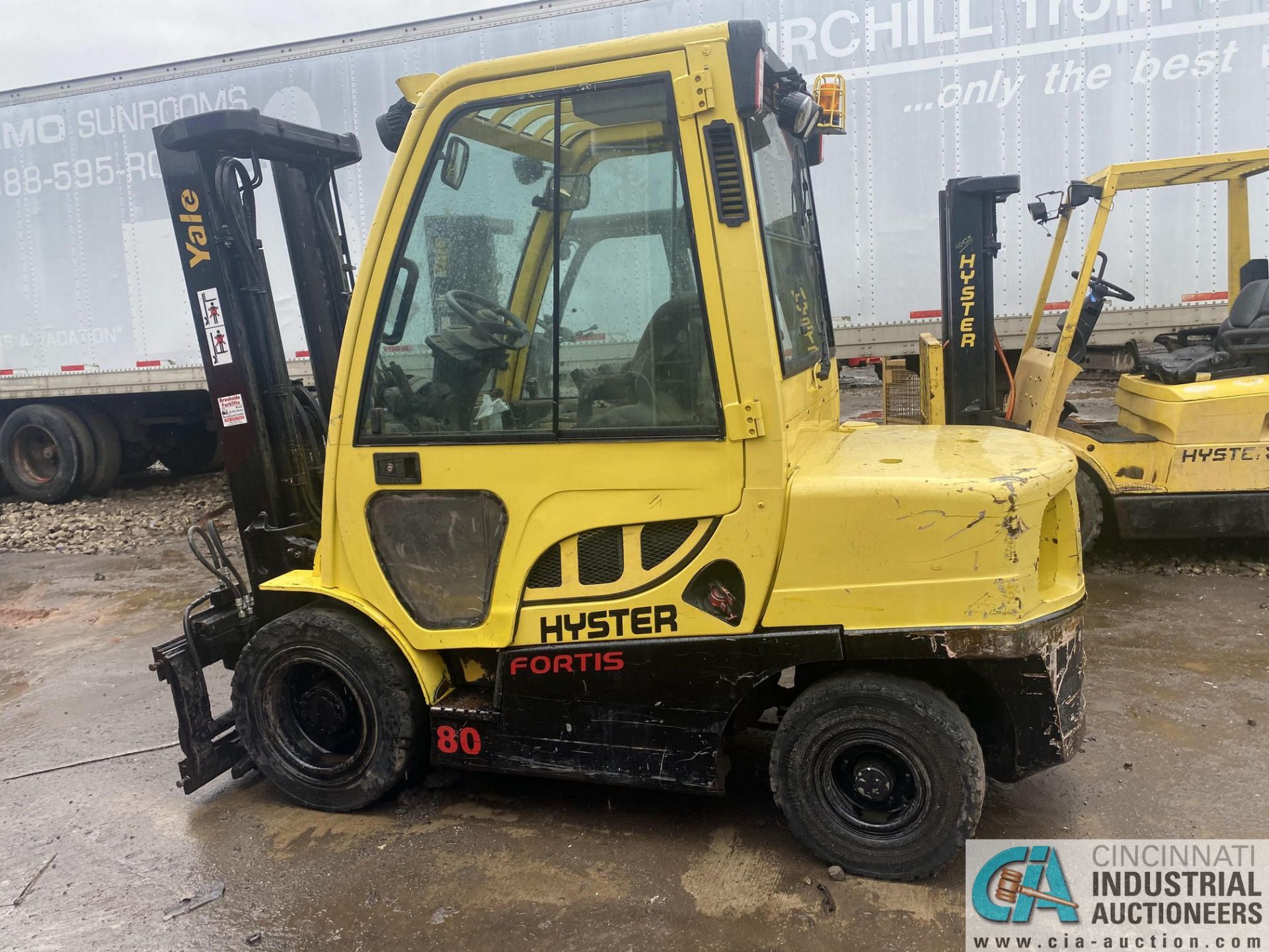 HYSTER MODEL H70FT 6,000 LB. CAPACITY PNEUMATIC TIRE FORKFLIFT; S/N L177V03544G, FORK POSITIONING, - Image 3 of 9