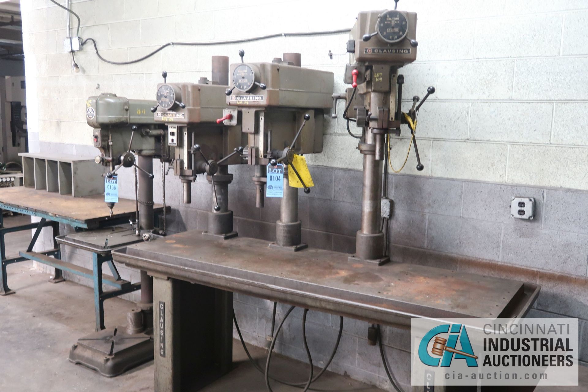 CLAUSING 3-HEAD PRODUCTION TABLE DRILLS, (2) MODEL 2286 HEADS, (1) MODEL 2284 HEADS