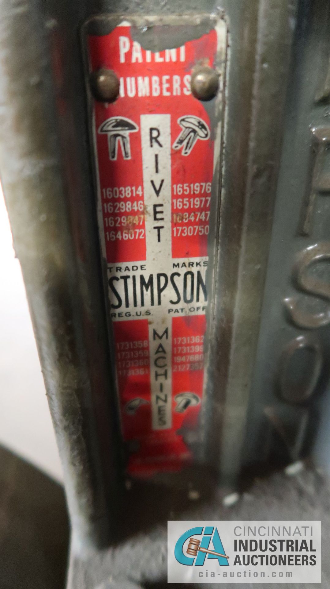 STIMPSON ELECTRIC RIVET MACHINE; FOOT PEDAL - Image 5 of 6