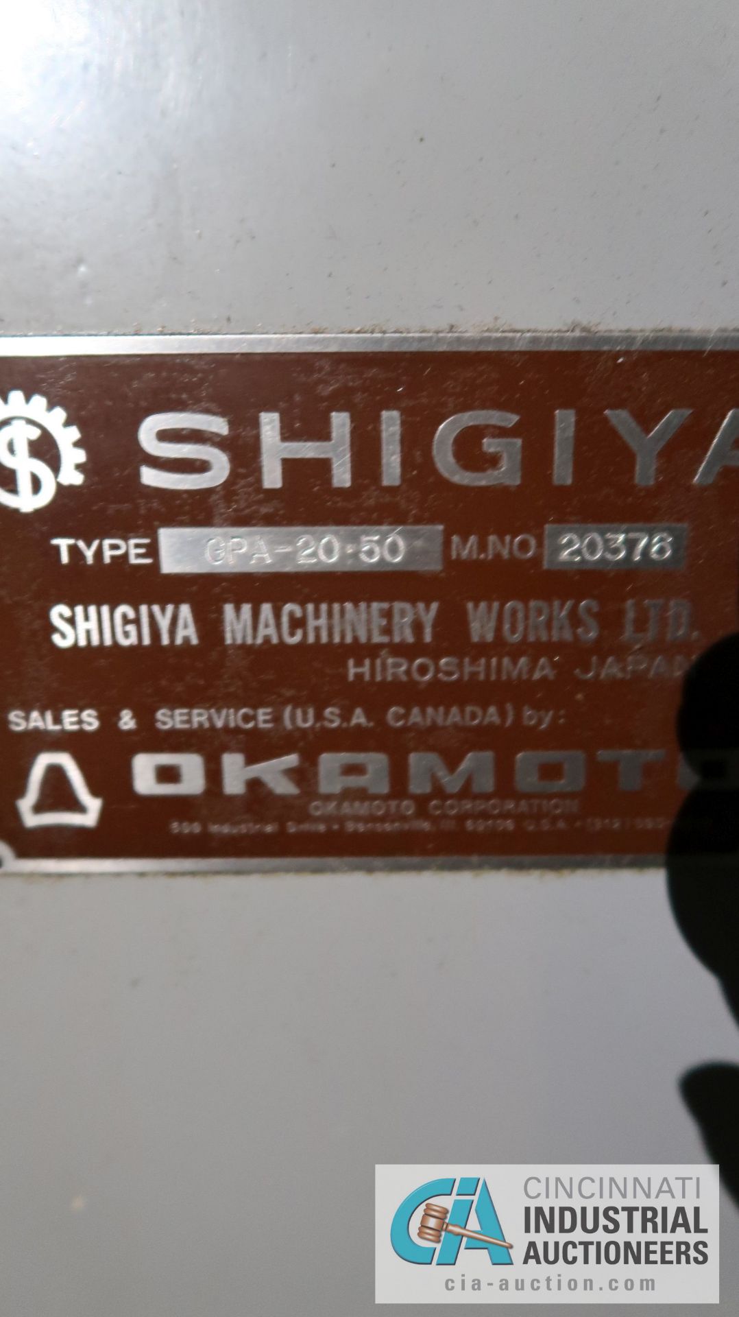 SHIGIYA MODEL GPA-20-SD CYLINDRICAL GRINDER; S/N 20376 - Image 8 of 8