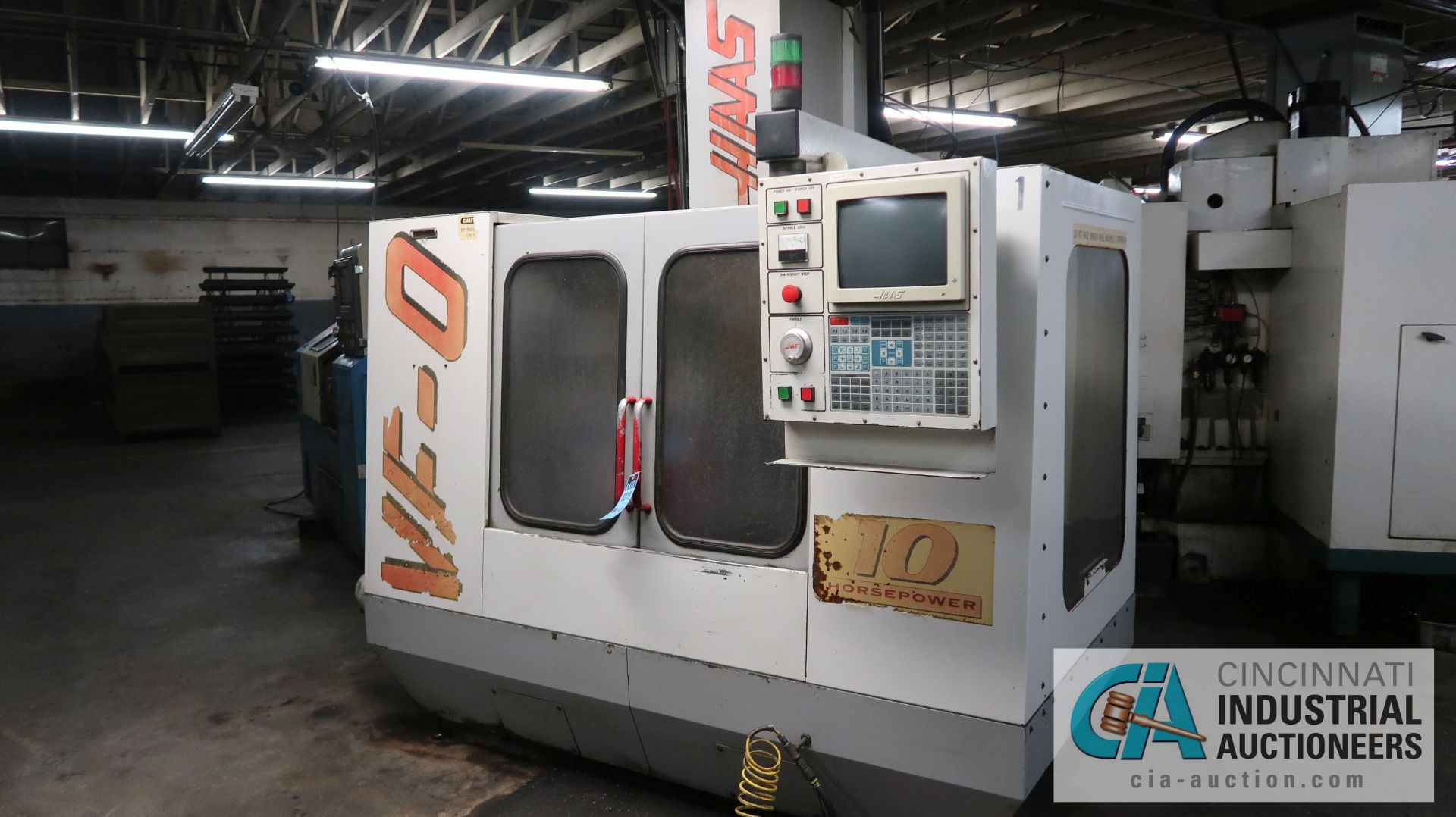 HAAS MODEL VF-0 CNC VERTICAL MACHINING CENTER; S/N 6946, 14" x 26" TABLE, 10-HP DRIVE, PRO 6 COOLANT