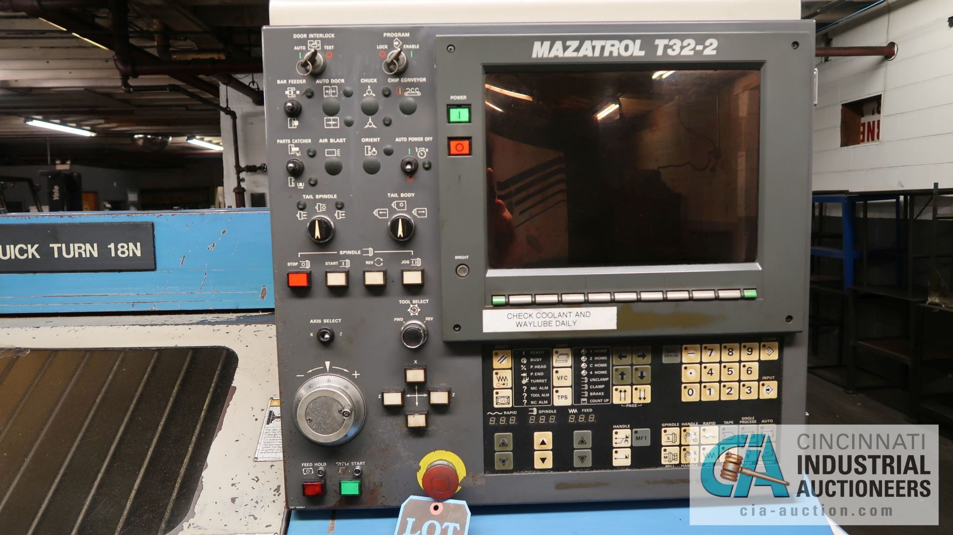 MAZAK MODEL 18N CNC TURNING CENTER; S/N 111626, MAZATROL T-32-2 CONTROL, 10" CHUCK, TAILSTOCK - Image 4 of 15