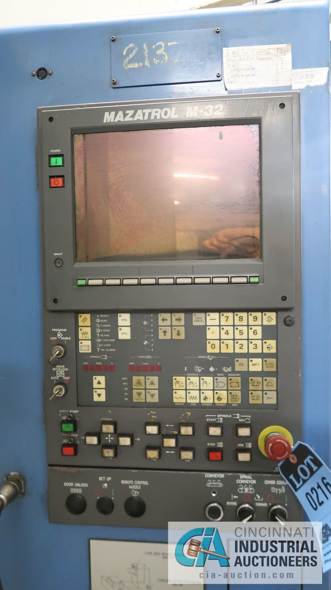 MAZAK MODEL ULTRA 550 CNC HORIZONTAL MACHINING CENTER; S/N 114464, MAZATROL M32 CONTROL, (2) 19" x - Image 11 of 34