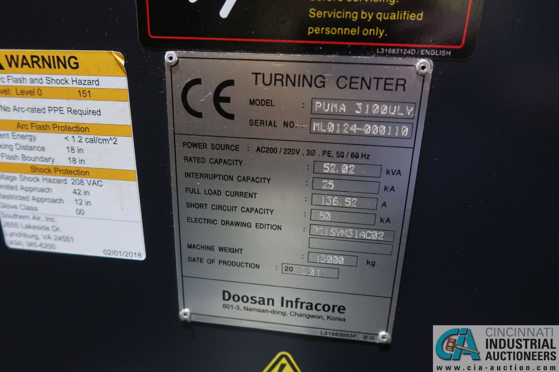 DOOSAN PUMA MODEL 3100ULY CNC TURNING CENTER WITH MILLING AND Y-AXIS; S/N ML0124-00010, Y-AXIS, - Image 4 of 21