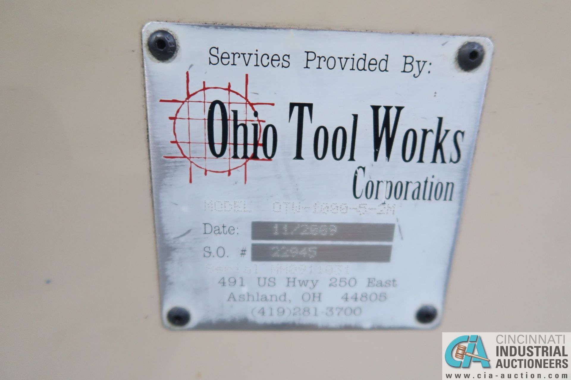 OHIO TOOL MODEL OTW-1000-5-2M PROGRAMMABLE HORIZONTAL HONE; S/N 22945, 6.5' STROKE, 5 HP DRIVE ( - Image 4 of 20