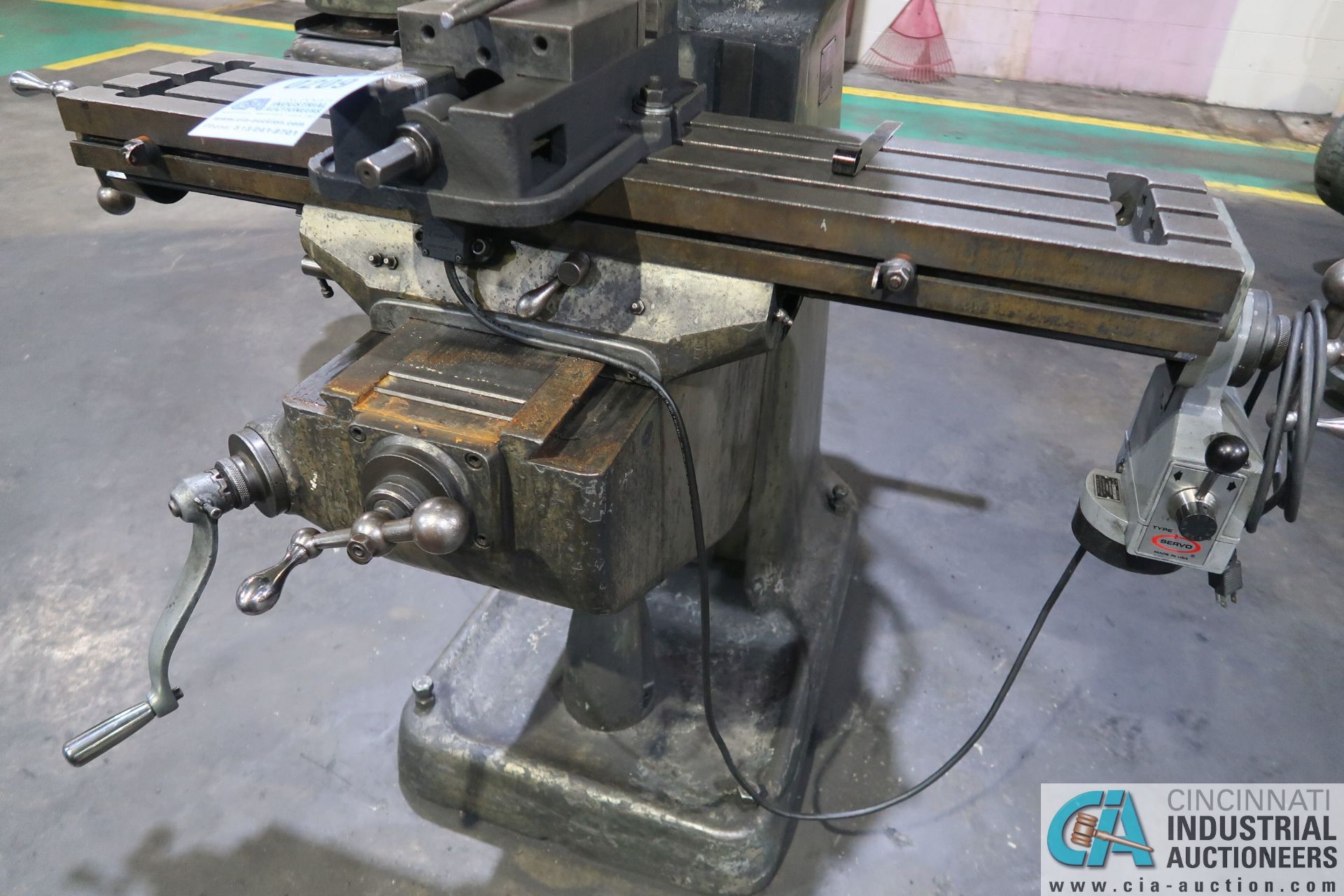 1 HP BRIDGEPORT MILLING MACHINE; S/N 164762, 80-2,720 SPINDLE RPM, SERVO POWER TABLE ATTACHMENT - Image 7 of 8