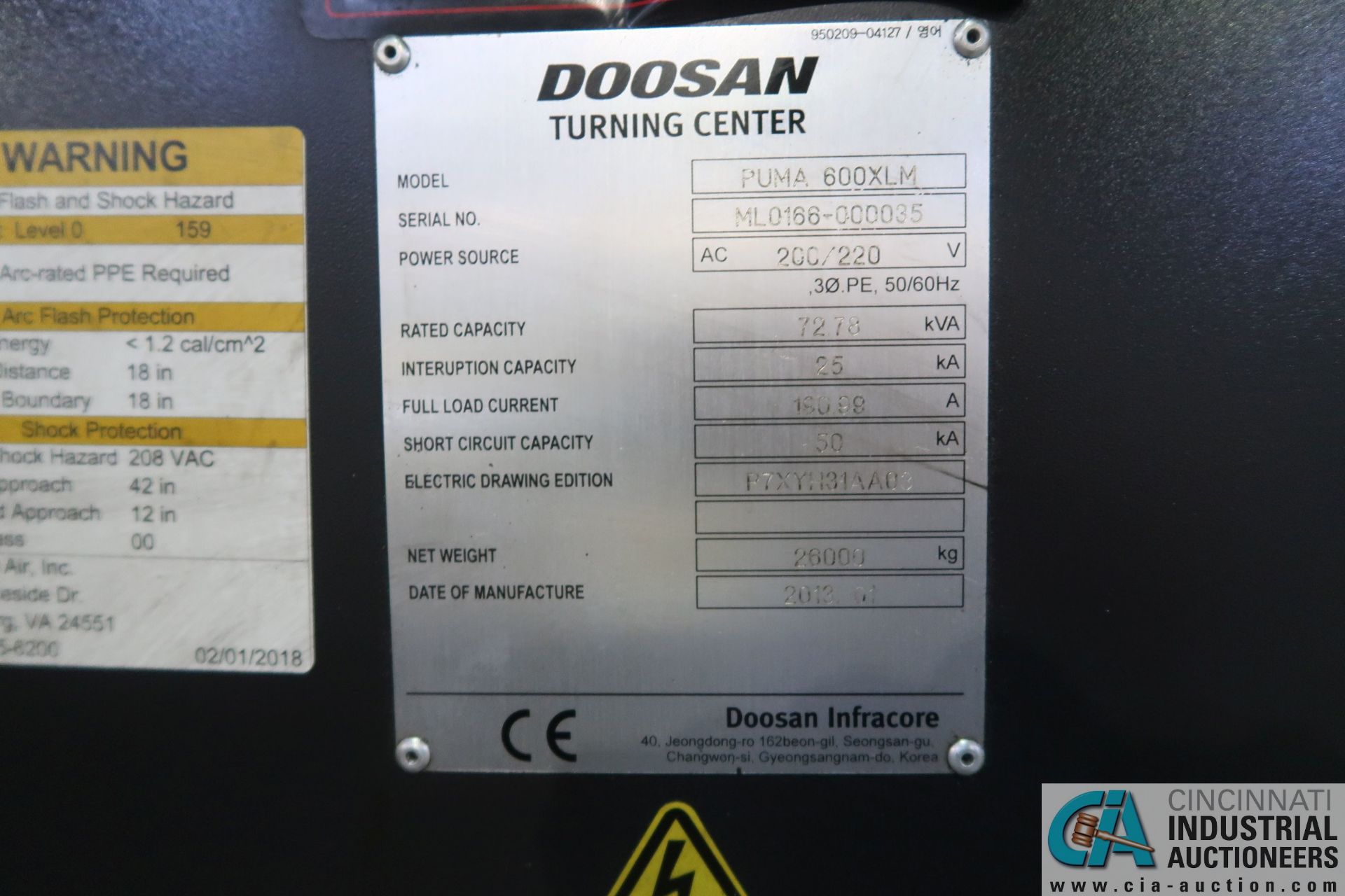 DOOSAN PUMA 600XLM CNC TURNING CENTER WITH MILLING; S/N ML0166-000035, FANUC 32I MODEL A, - Image 5 of 23