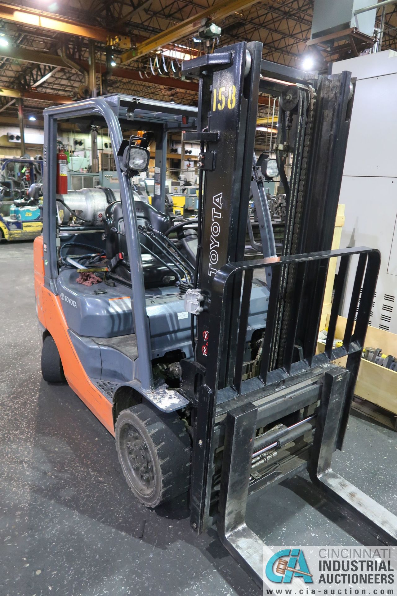 6,500 LB. TOYOTA MODEL 8FGCU32 LP GAS SOLID TIRE TWO-STAGE LIFT TRUCK; S/N 65675, 1,991 HOURS - Image 2 of 8