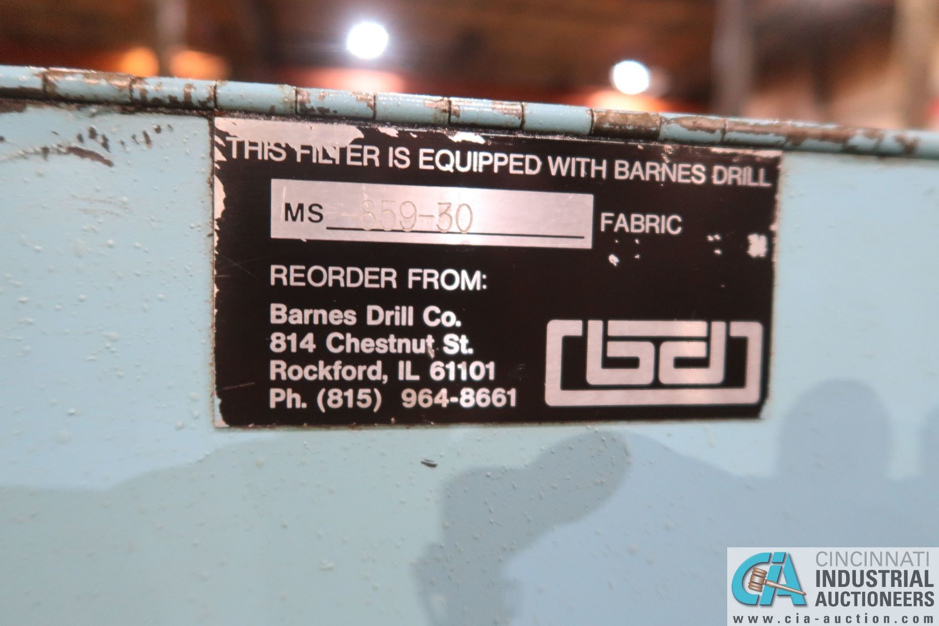 BARNES MODEL MPE-15 MAGNETIC AND FABRIC FILTER; S/N TCSP-7381 - Image 6 of 11