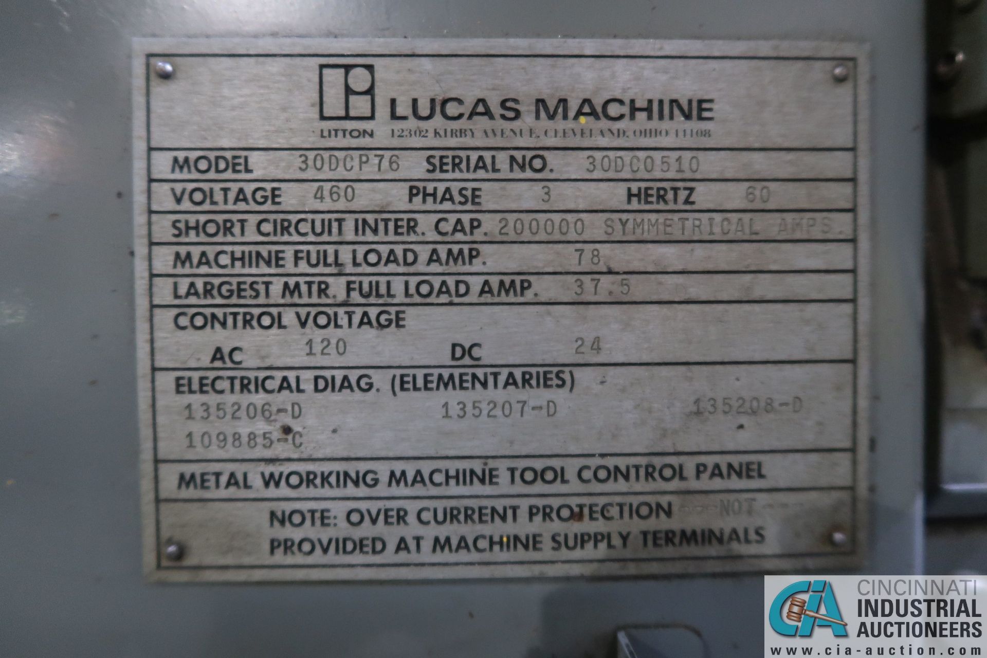 LUCAS MODEL 30-DCP76 CNC HORIZONTAL BORING MILL; S/N 30DC0510, 5' X 7' TABLE, DYNAPATH 50 CONTROL - Image 5 of 18