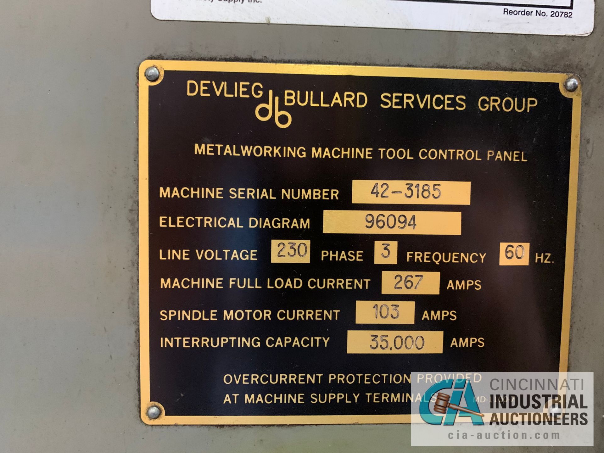 46" BULLARD / DEVLIEG CNC VERTICAL TURNING CENTER; ANUC SERIES 18-T CONTROL, 46" CHUCK, 54" MAX - Image 12 of 20