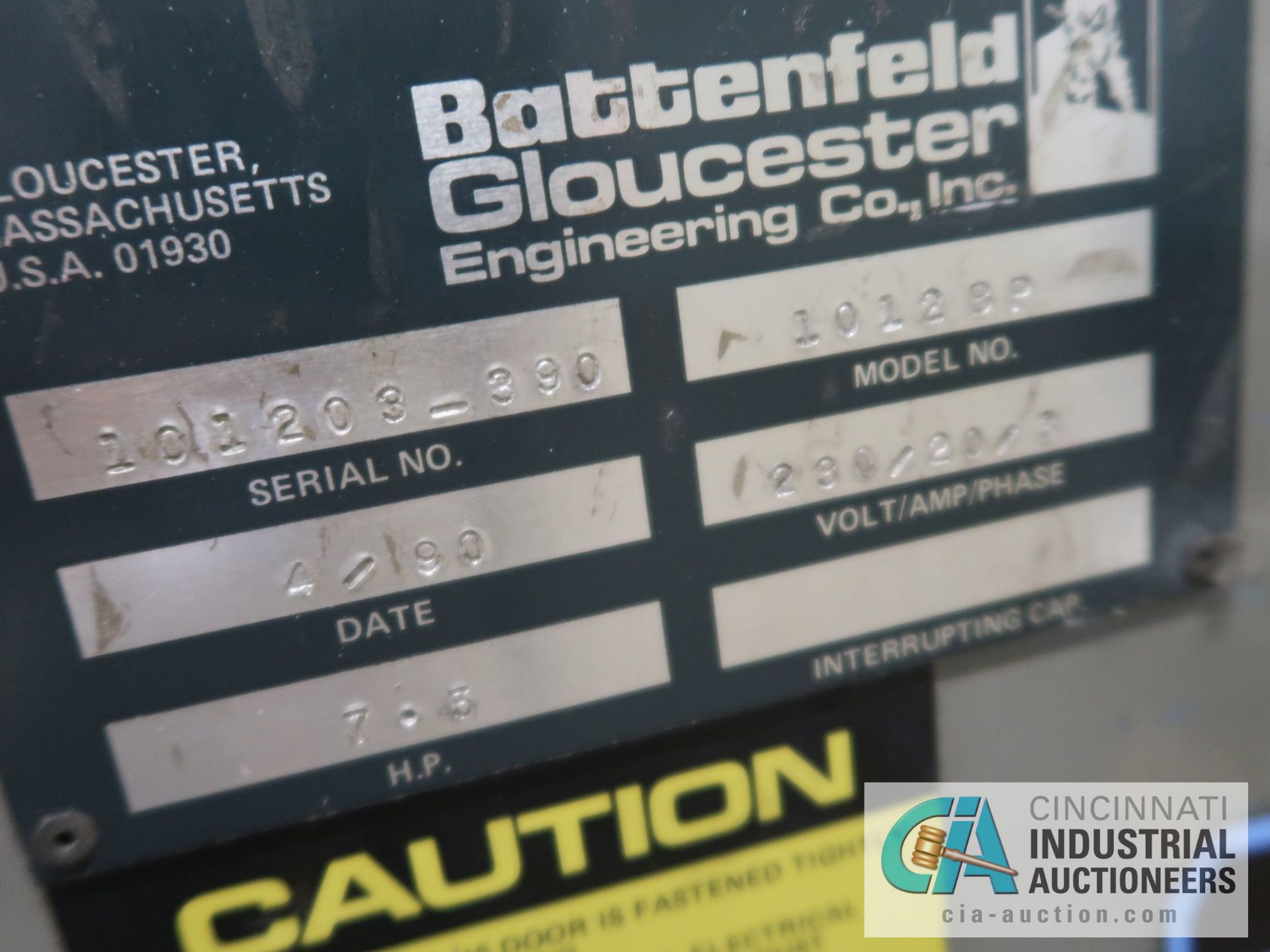 7.5 HP BATTENFIELD GLOUSTER MODEL 1012BP GRANULATOR, 10" X 12" OPENING; S/N 101203-390 - Image 4 of 5