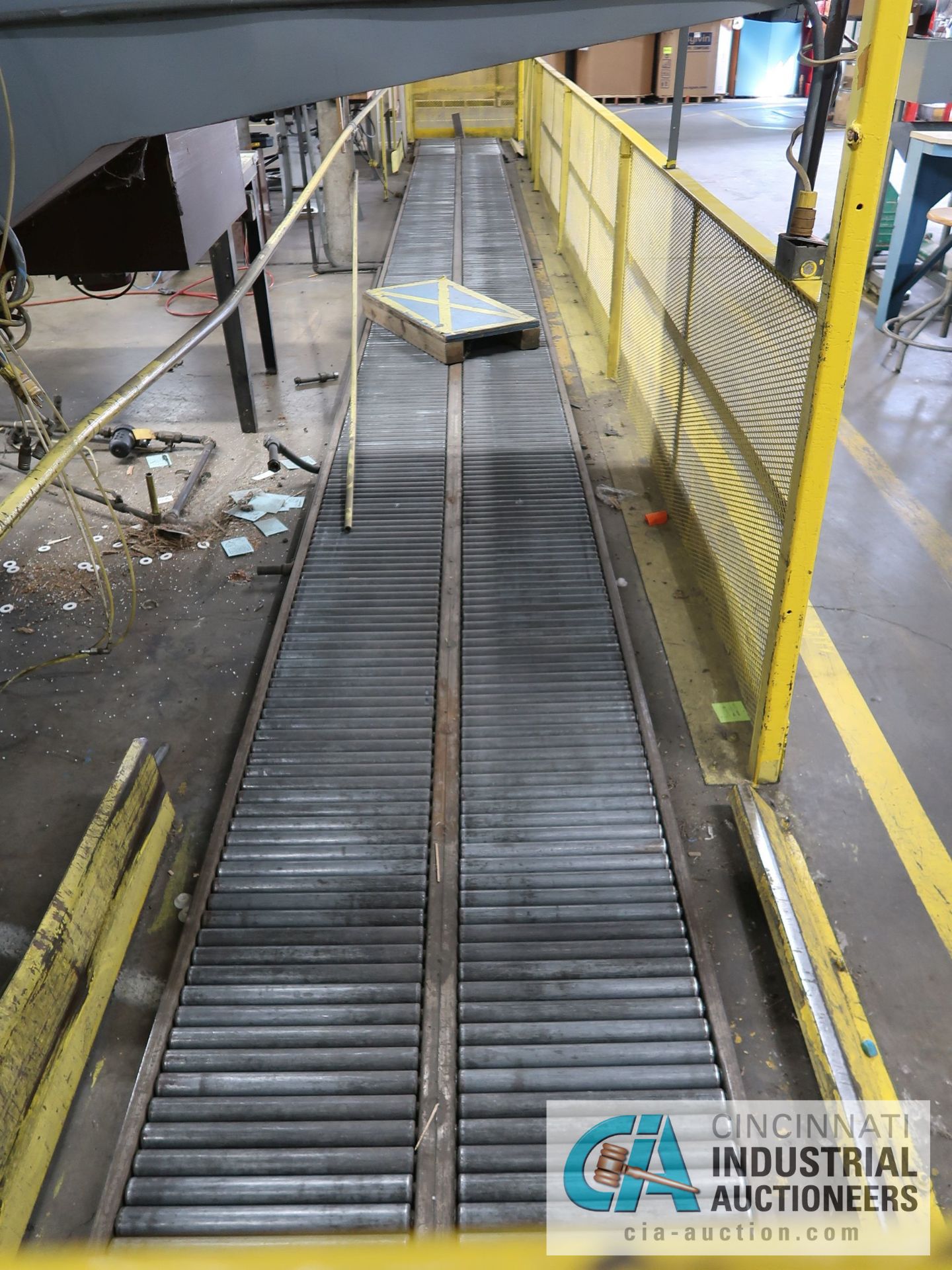 CUSTOM ASSEMBLY LINE WITH ROLLER CONVEYOR, TIPPER AND STEEL STORAGE BIN - Image 3 of 4