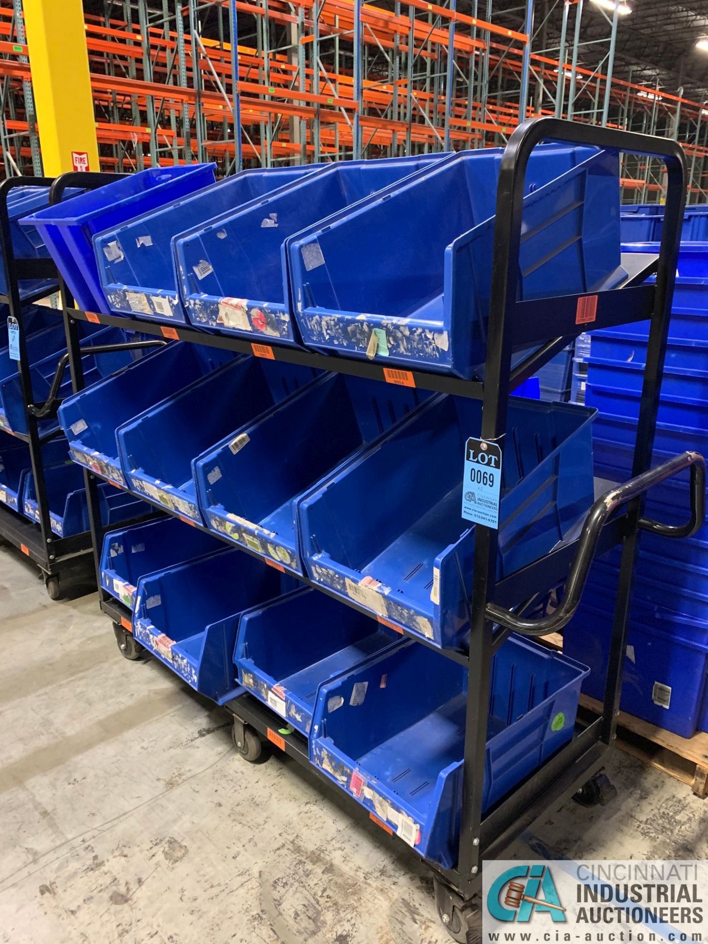 26" X 66" X 68" HIGH PORTABLE SLANT SHELF PICK CARTS WITH TOTES - Image 2 of 3