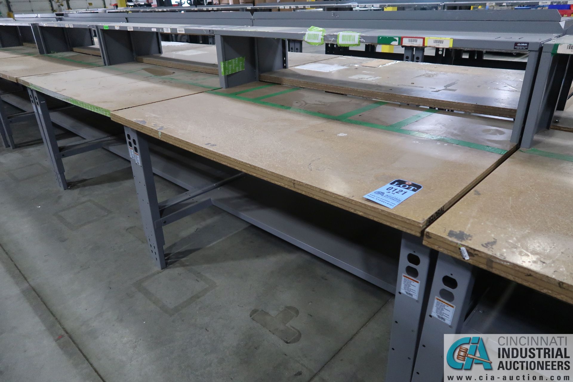 36" X 60" GLOBAL / ULINE STEEL FRAME ADJUSTABLE HEIGHT WOOD TOP WORKSTATIONS - Image 2 of 2