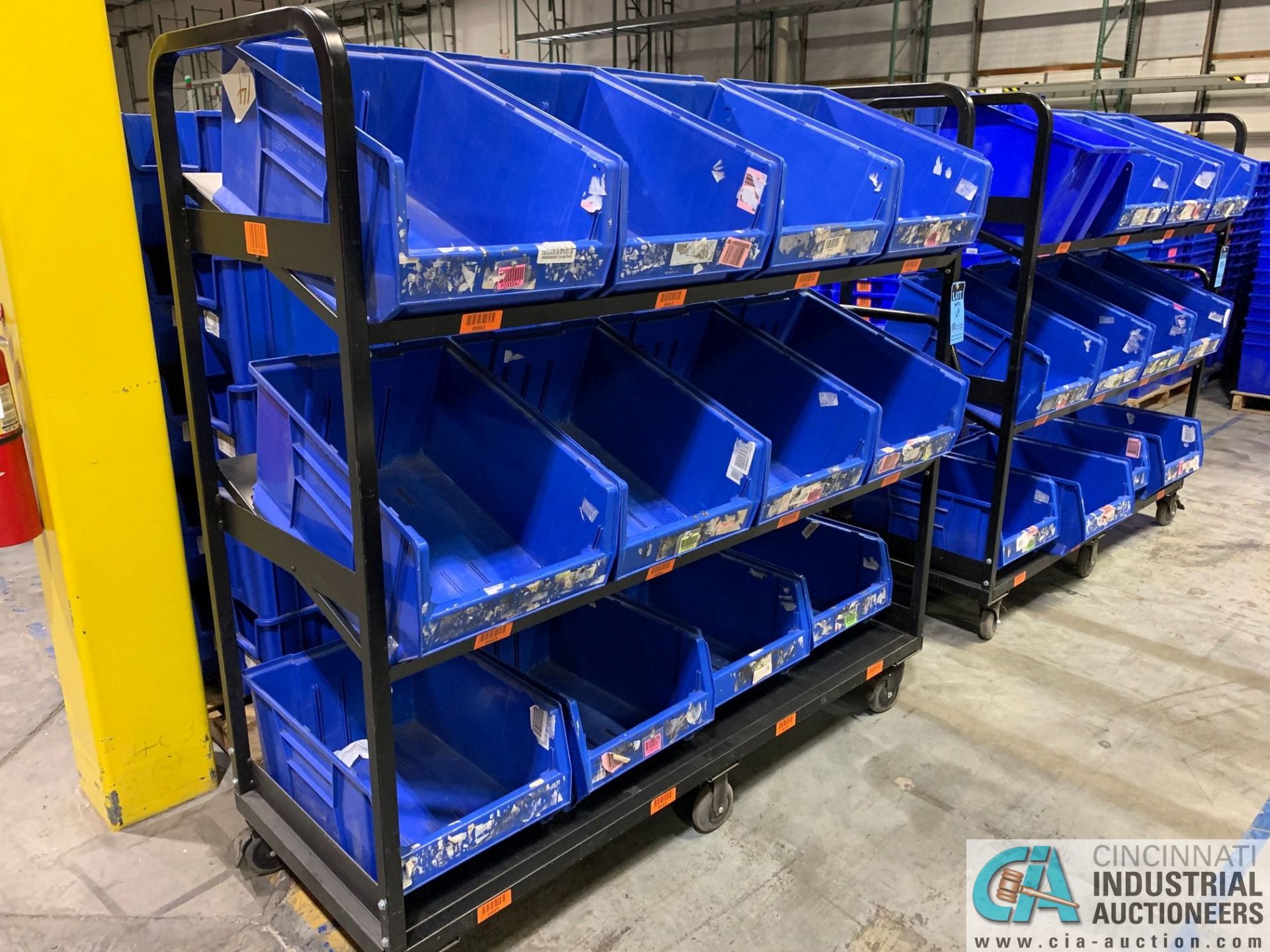 26" X 66" X 68" HIGH PORTABLE SLANT SHELF PICK CARTS WITH TOTES - Image 3 of 3