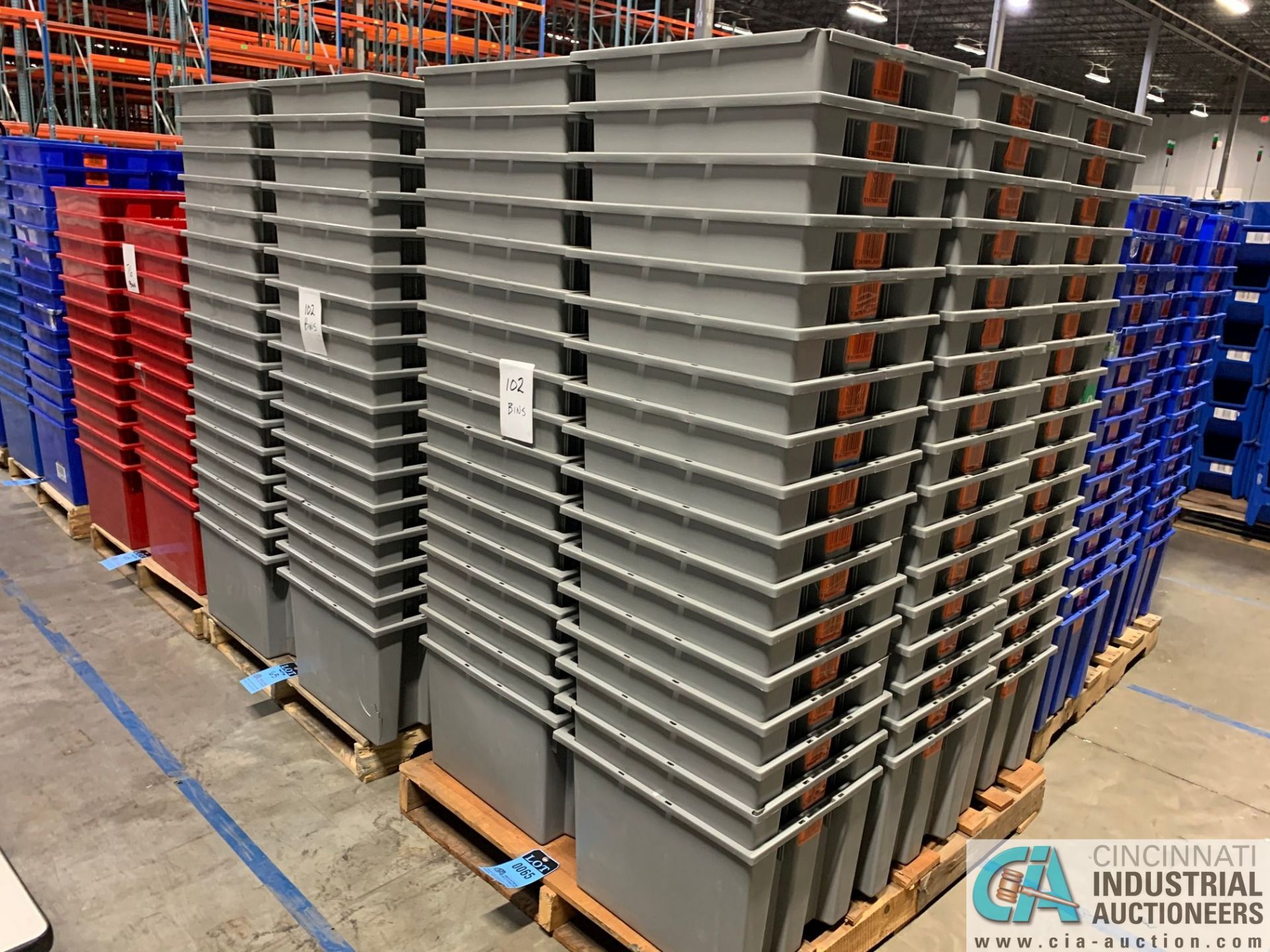 QUANTUM MODEL SNT-195 STACK AND NEST PLASTIC TOTES - (3) SKIDS