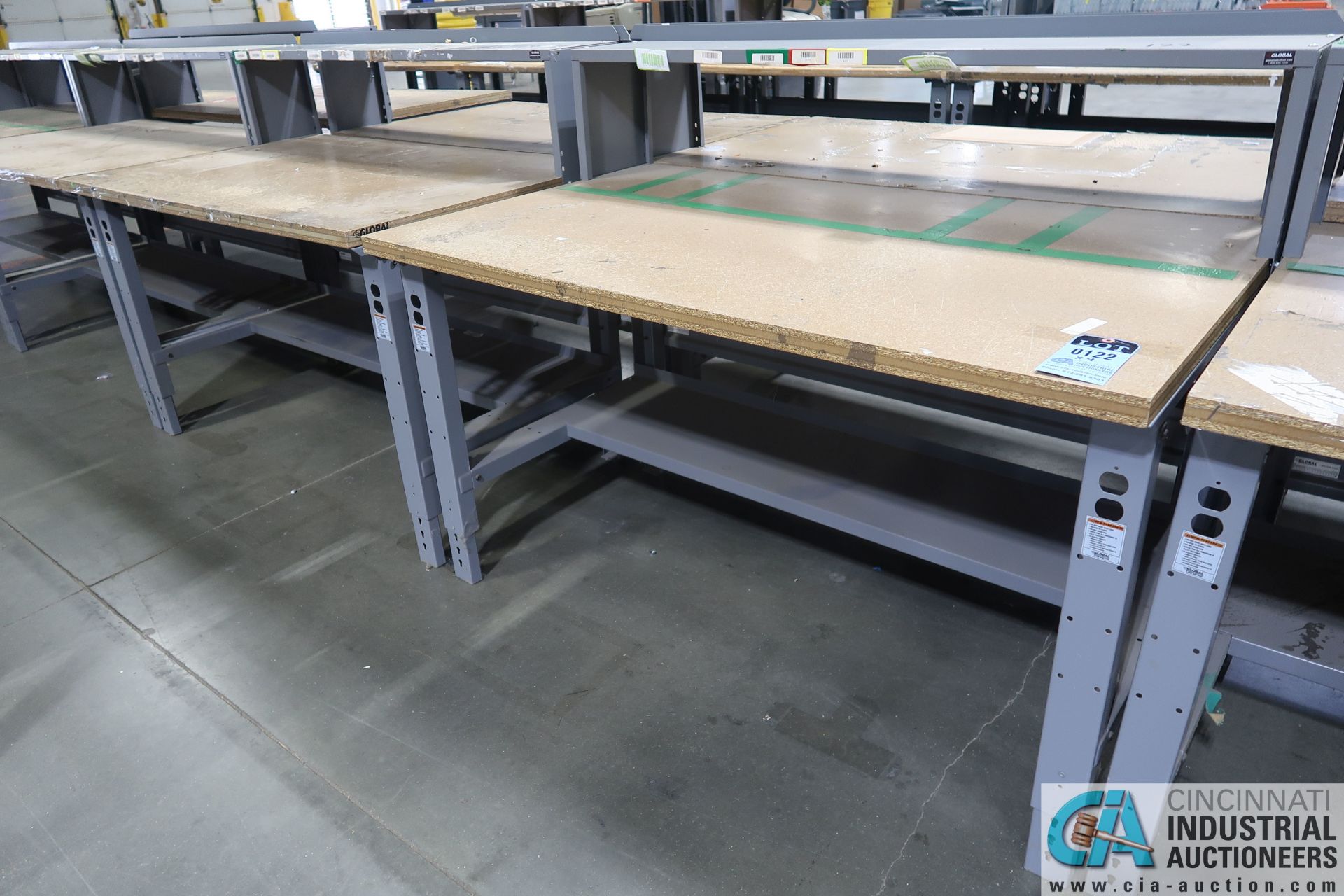 36" X 60" GLOBAL / ULINE STEEL FRAME ADJUSTABLE HEIGHT WOOD TOP WORKSTATIONS - Image 2 of 2