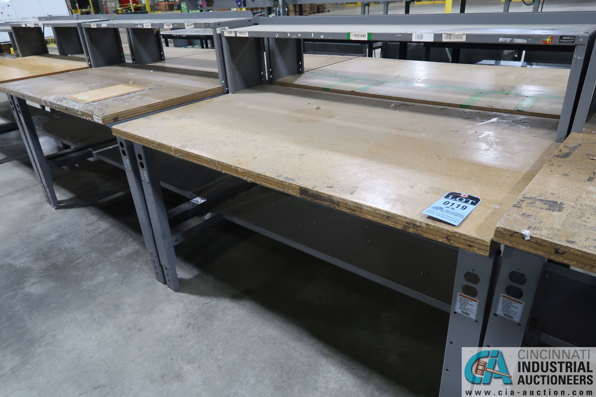 36" X 60" GLOBAL / ULINE STEEL FRAME ADJUSTABLE HEIGHT WOOD TOP WORKSTATIONS - Image 2 of 2