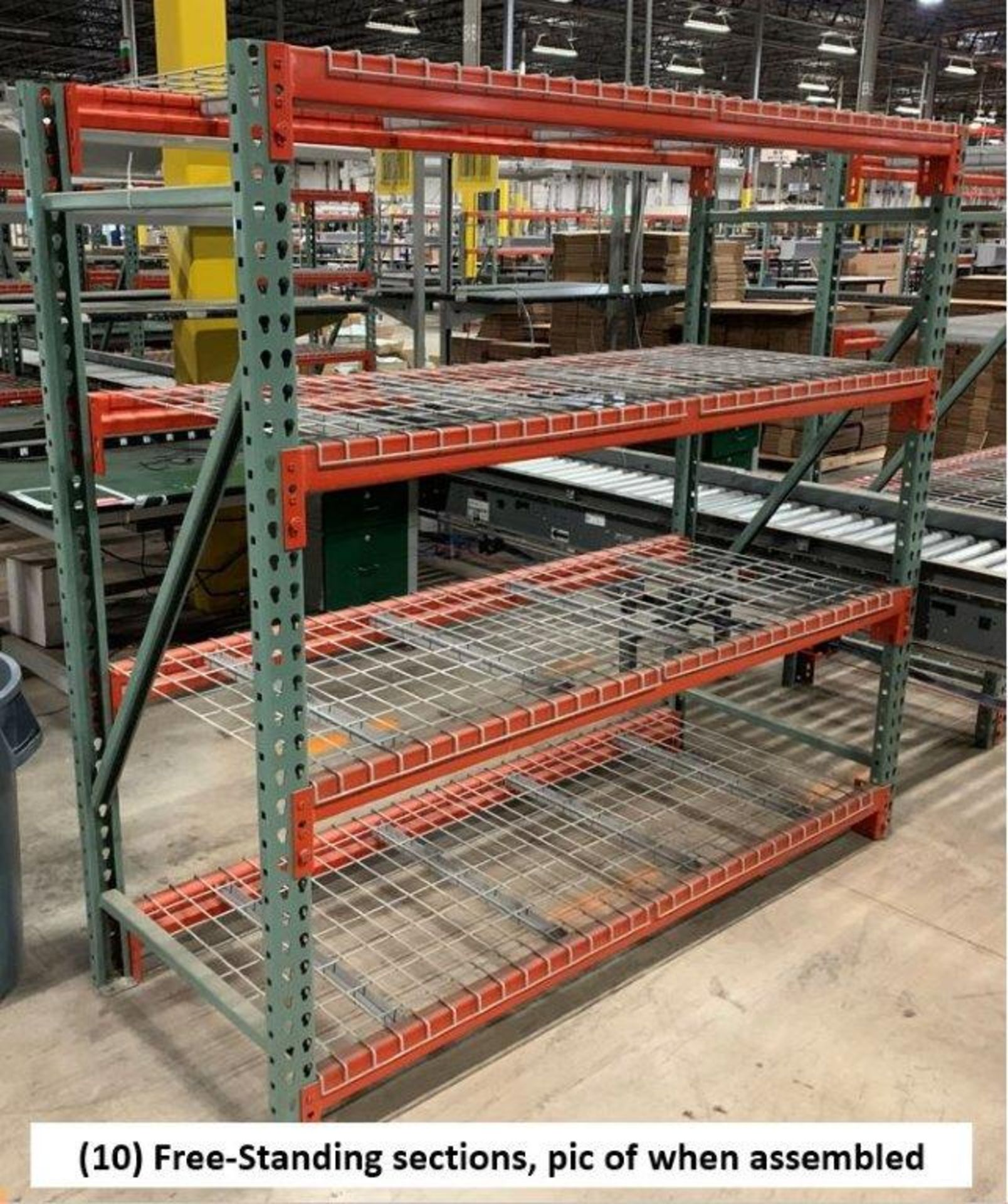 FREE-STANDING SECTIONS 30" X 72" X 72" HIGH ADJUSTABLE BEAM WIRE DECK PALLET RACK CONSISTING OF; - Image 2 of 6