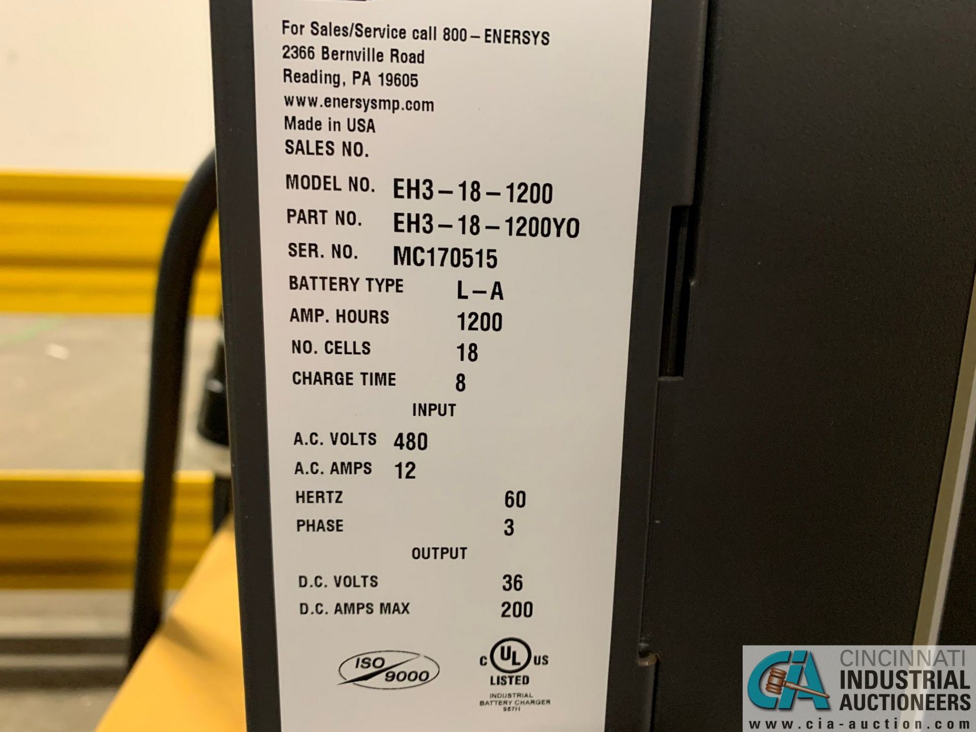 ENERSYS MODEL EH3-18-1200 ENFORCER HF BATTERY CHARGER WITH STAND **LOCATED IN MAIN CHARGE AREA** - Image 2 of 5