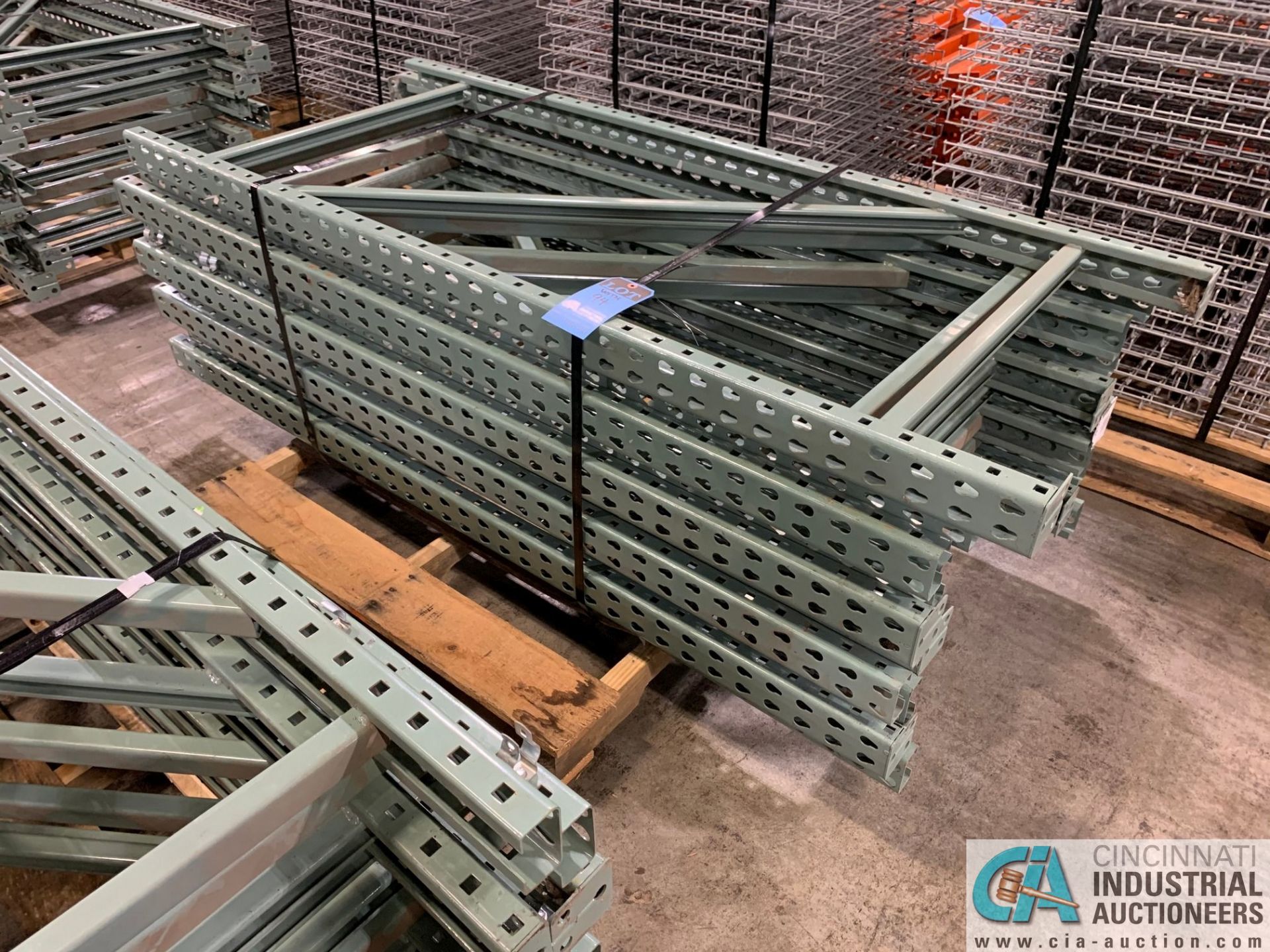 FREE-STANDING SECTIONS 30" X 72" X 72" HIGH ADJUSTABLE BEAM WIRE DECK PALLET RACK CONSISTING OF; - Image 4 of 6