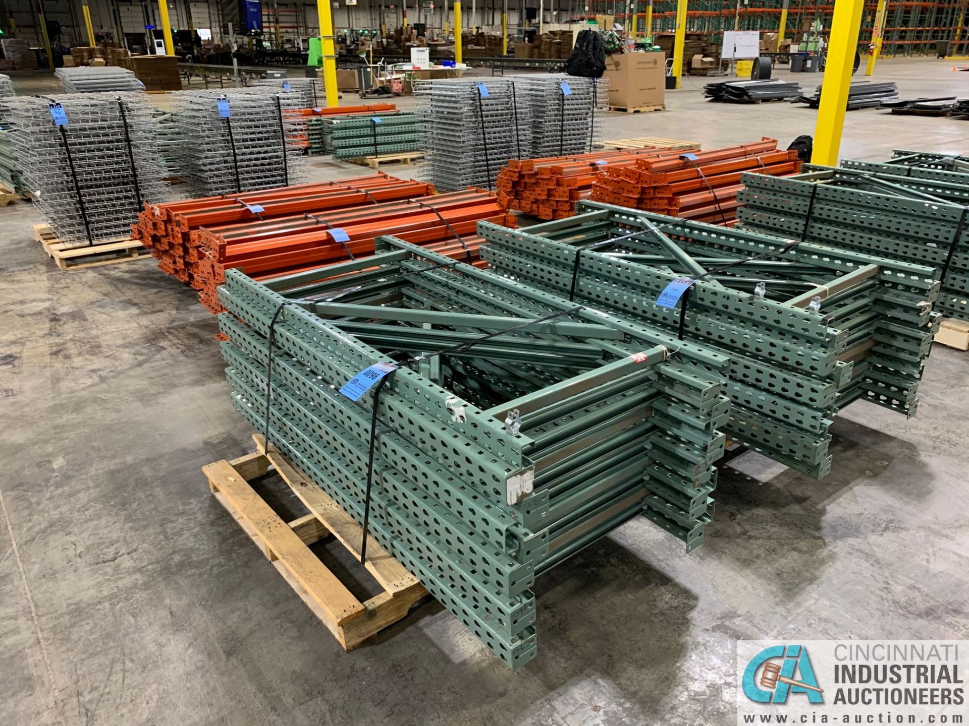 FREE-STANDING SECTIONS 30" X 72" X 72" HIGH ADJUSTABLE BEAM WIRE DECK PALLET RACK CONSISTING OF;