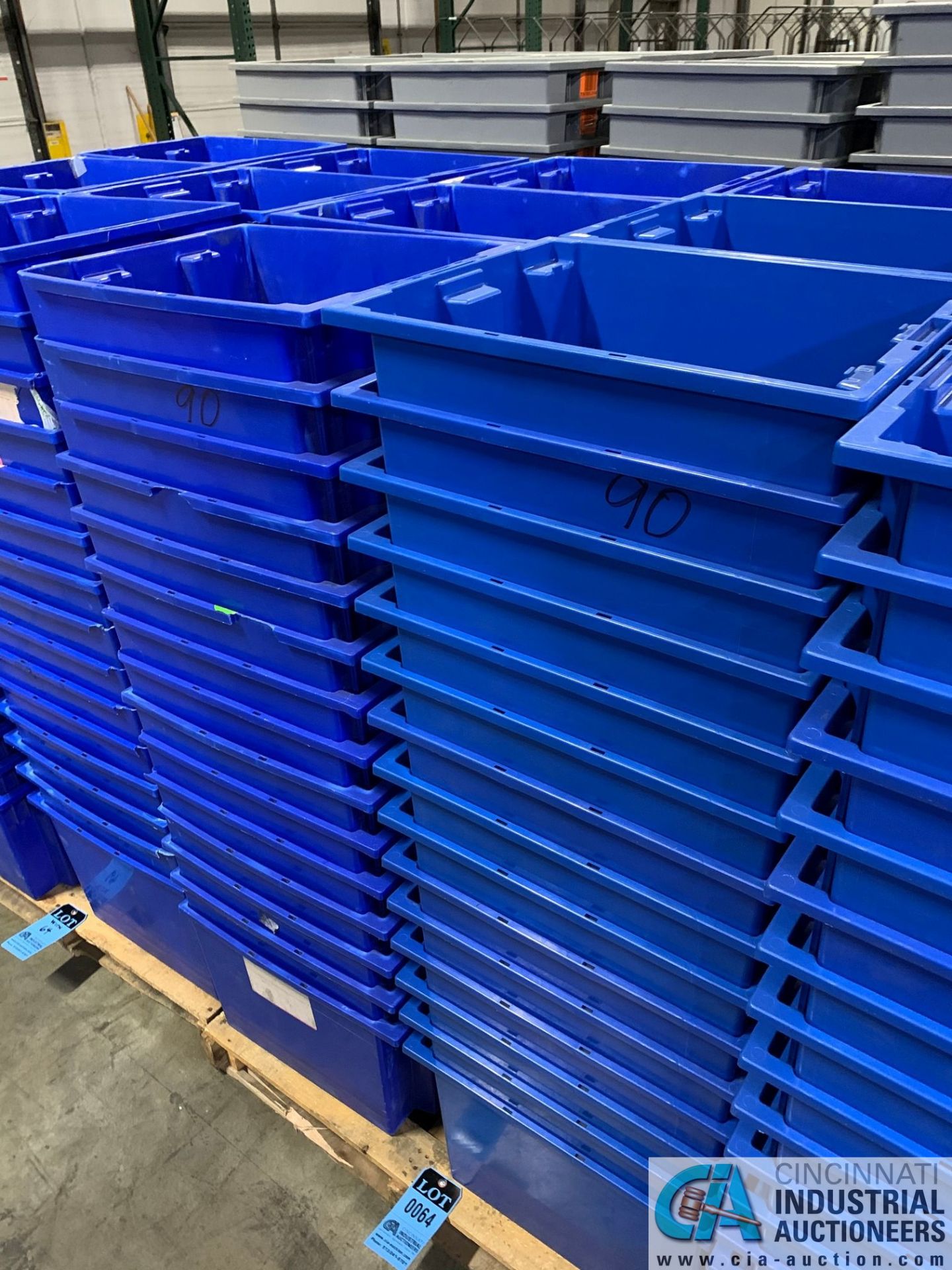 AKRO-MILS PRODUCT NO. 35-195 NEST AND STACK PLASTIC TOTES - (2) SKIDS - Image 2 of 4