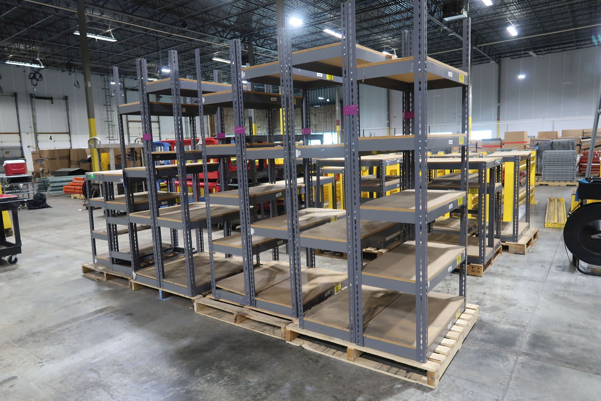 (LOT) MISCELLANEOUS SIZE AND HEIGHT LIGHT DUTY UTILITY SHELVING - (4) SKIDS TOTAL - Image 2 of 2