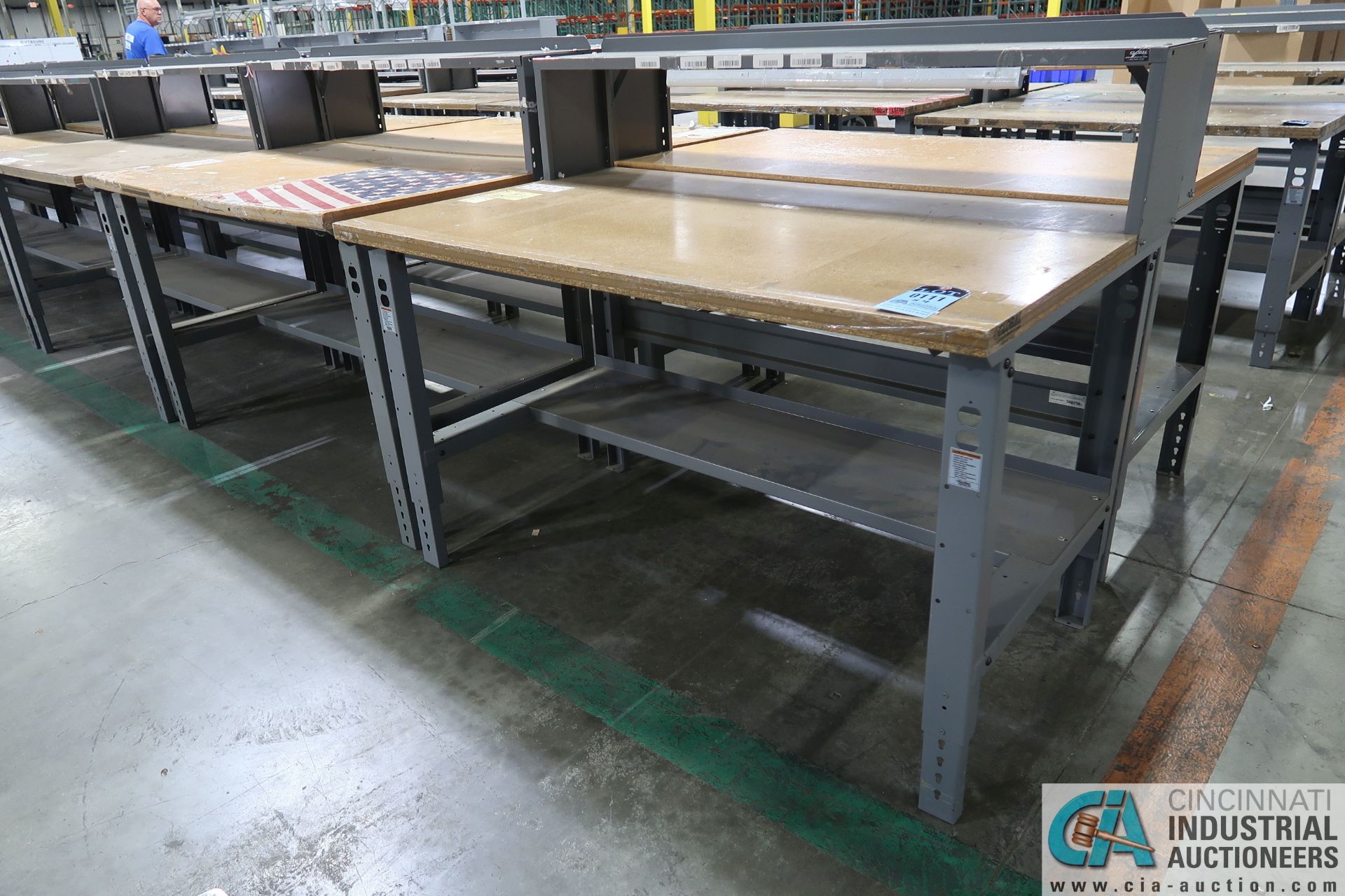 36" X 60" GLOBAL / ULINE STEEL FRAME ADJUSTABLE HEIGHT WOOD TOP WORKSTATIONS - Image 2 of 2