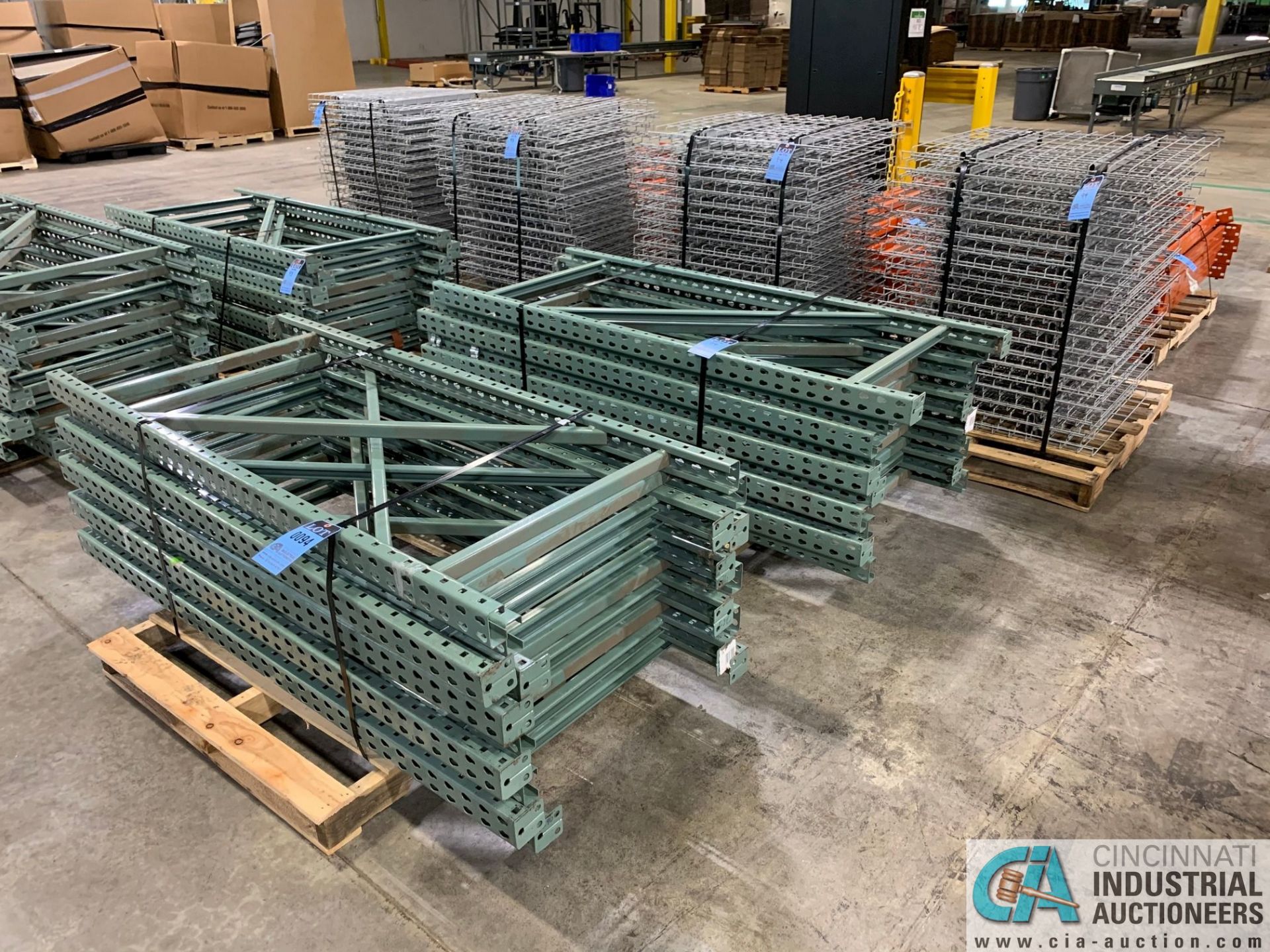 FREE-STANDING SECTIONS 30" X 72" X 72" HIGH ADJUSTABLE BEAM WIRE DECK PALLET RACK CONSISTING OF;