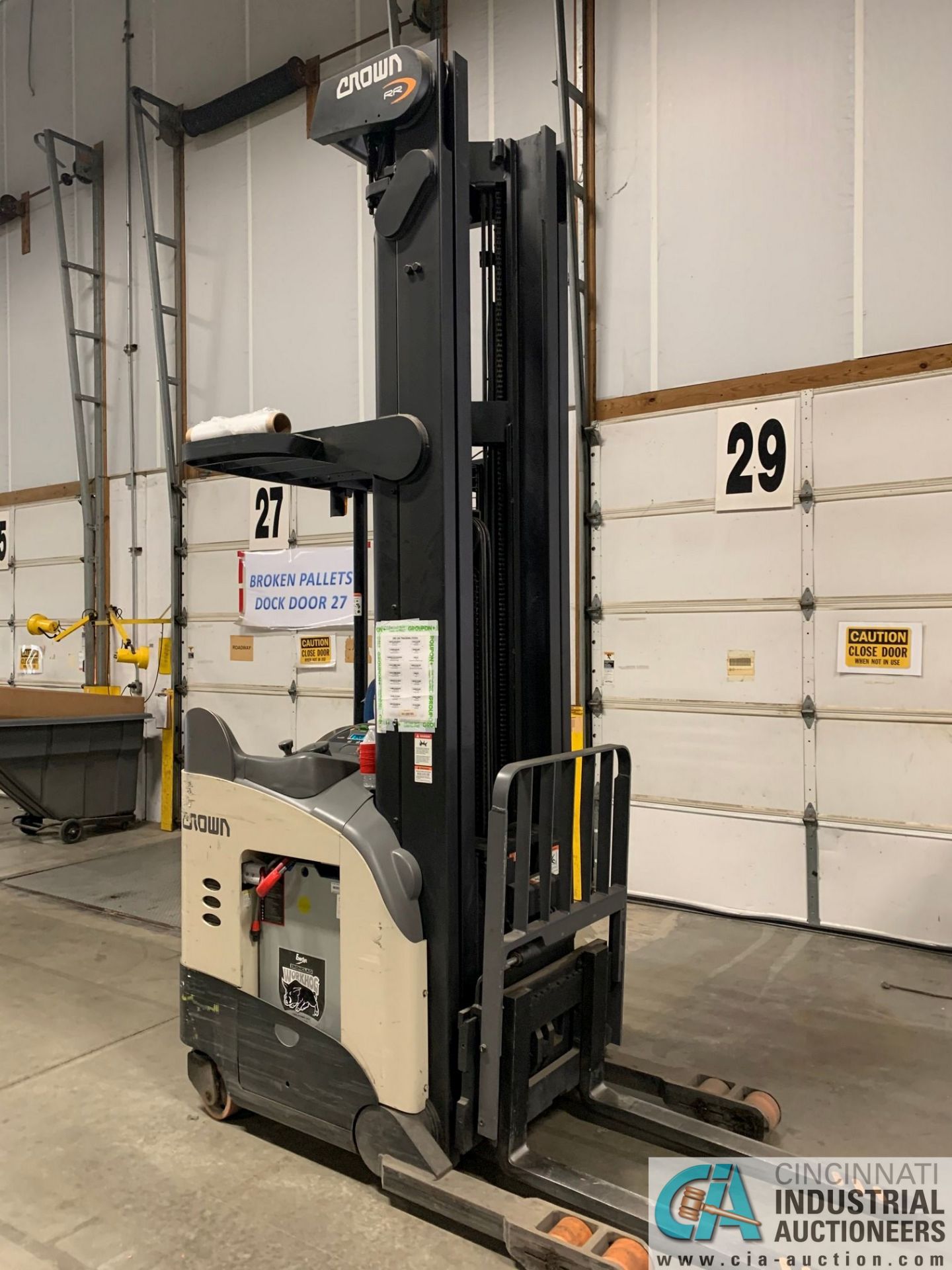 4,500 LB. CROWN MODEL RR5725-45 STAND UP ELECTRIC REACH TRUCK; S/N 1A378778, APPROX. 2,392 HOURS, - Image 2 of 8