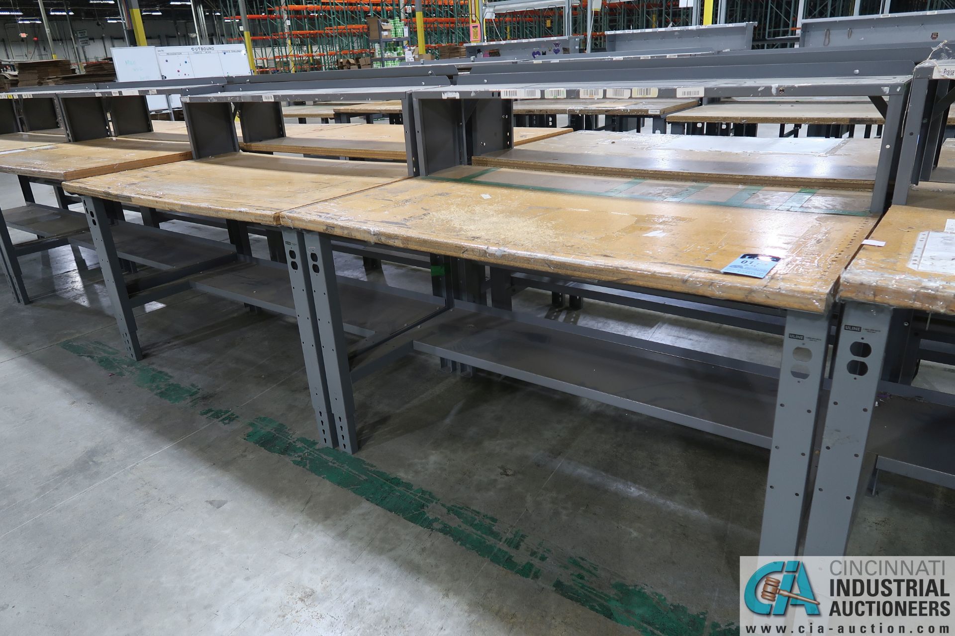 36" X 60" GLOBAL / ULINE STEEL FRAME ADJUSTABLE HEIGHT WOOD TOP WORKSTATIONS - Image 2 of 2