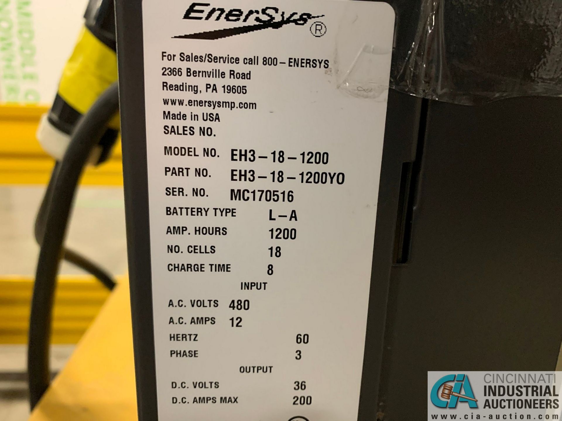 ENERSYS MODEL EH3-18-1200 ENFORCER HF BATTERY CHARGER WITH STAND **LOCATED IN MAIN CHARGE AREA** - Image 2 of 4