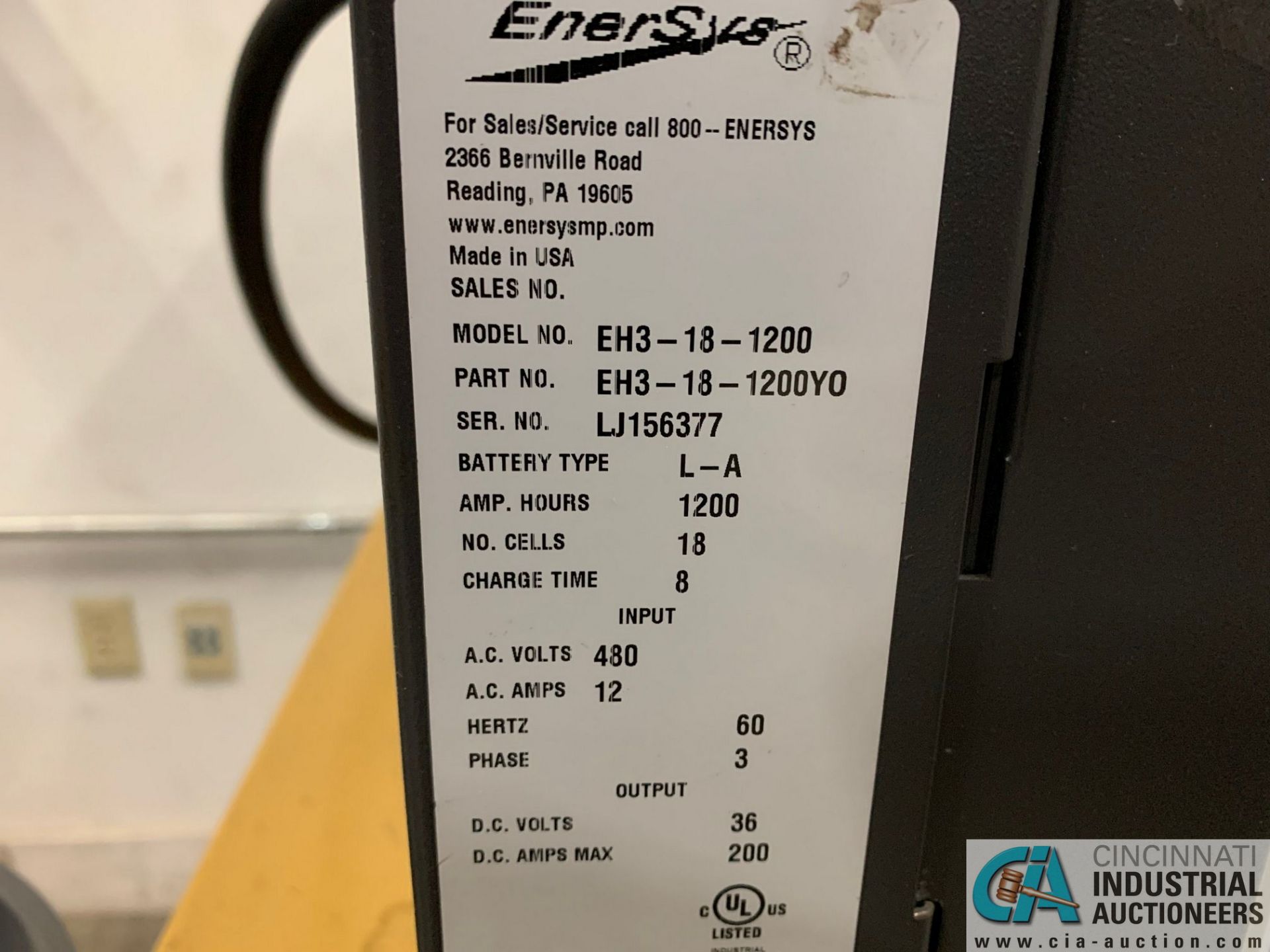 ENERSYS MODEL EH3-18-1200 ENFORCER HF BATTERY CHARGER WITH STAND **LOCATED BY START OF SALE** - Image 2 of 3