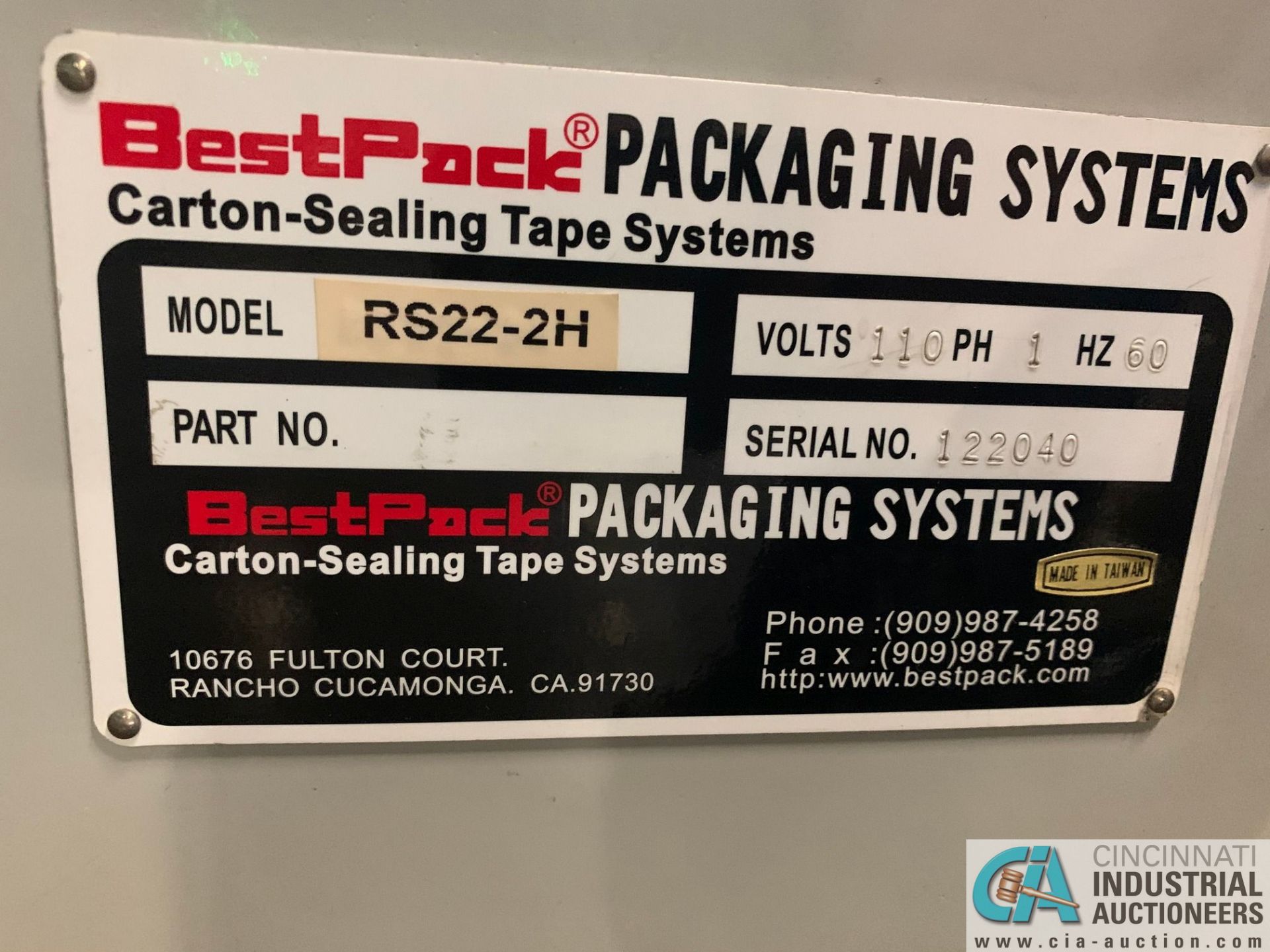 BEST PACK MODEL RS22-3H BOX TAPER; S/N 122040 (APPROX. 2013) - Image 5 of 8