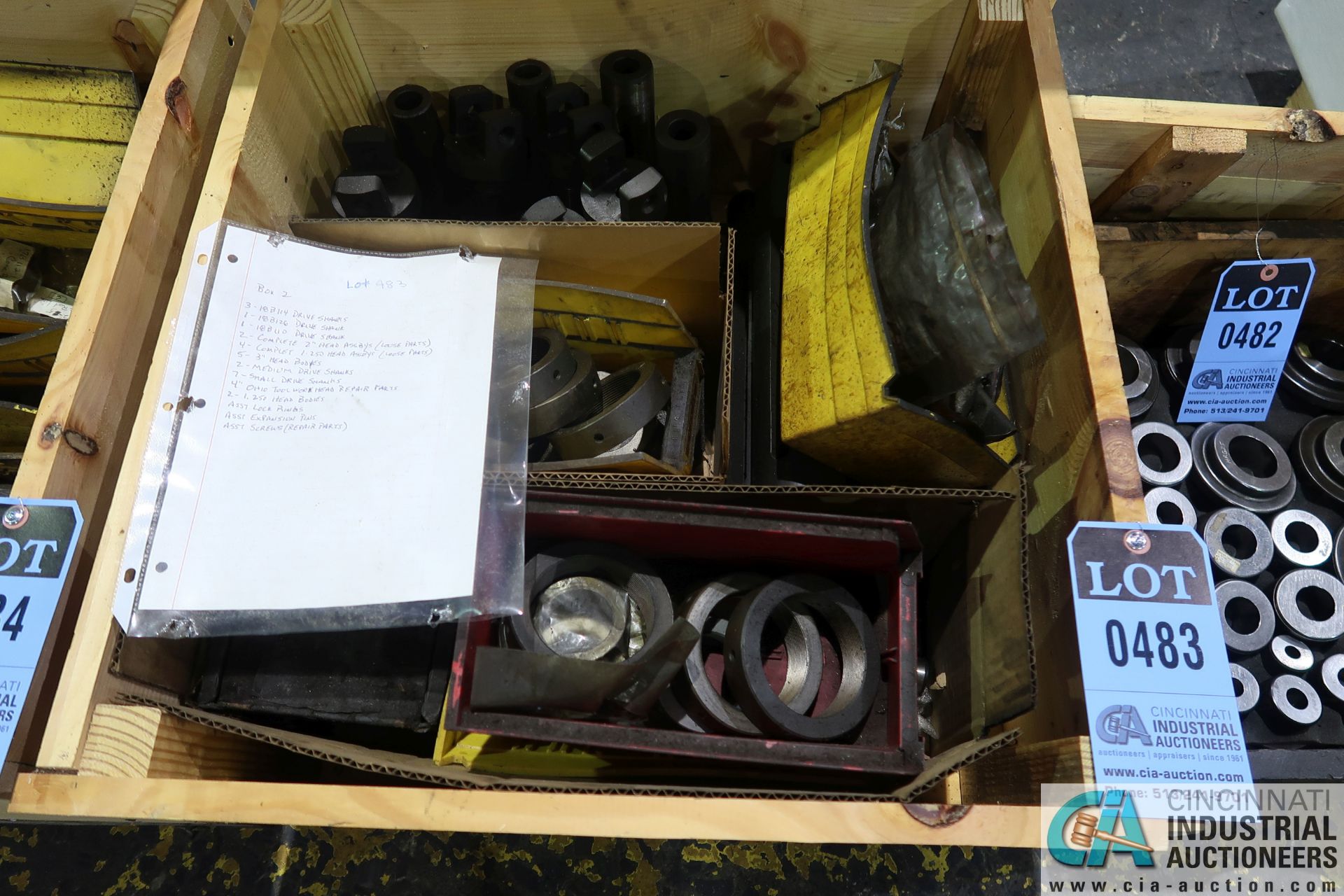 CRATE MISCELLANEOUS DRIVE SHANKS, HEAD BODYS, LOCK RINGS, AND OTHER HONE RELATED ITEMS