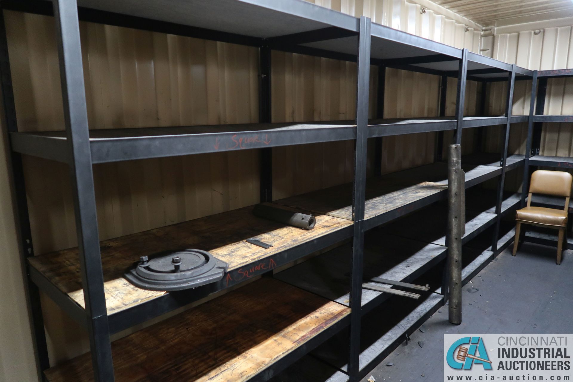 (LOT) (10) TOTAL SECTIONS: (7) 24" X 48" X 72" HIGH & (3) 24" X 36" X 72" HIGH STEEL SHELVING