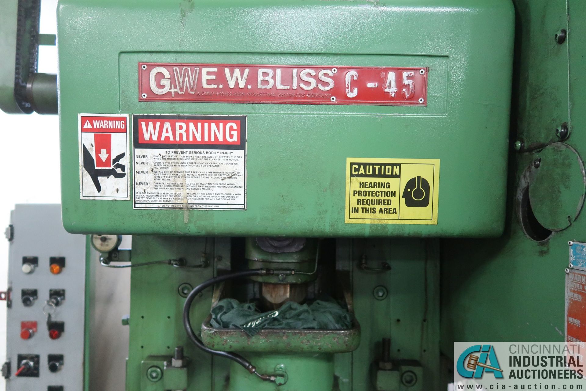 45 TON BLISS MODEL C-45 OBI PRESS; S/N 65205, 3" STROKE, 3" ADJ., 12" SHUT HEIGHT, LIGHT CURTAIN - Image 3 of 12