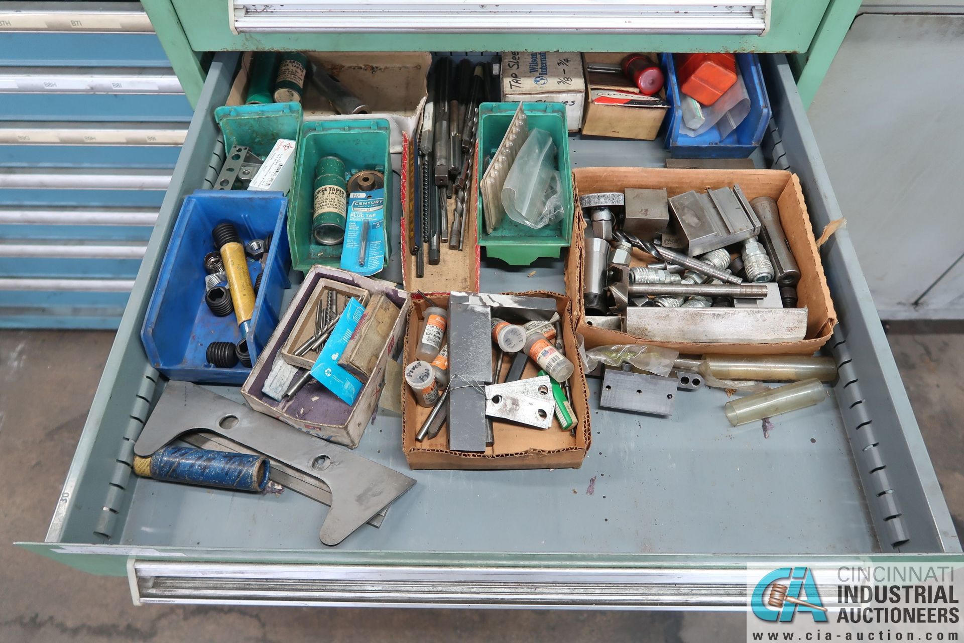 SEVEN-DRAWER TOOLING CABINET W/ CONTENTS (RIVETS, HARDWARE, PINS, TOOLS, DIE, SPRINGS, & OTHER - Image 6 of 9